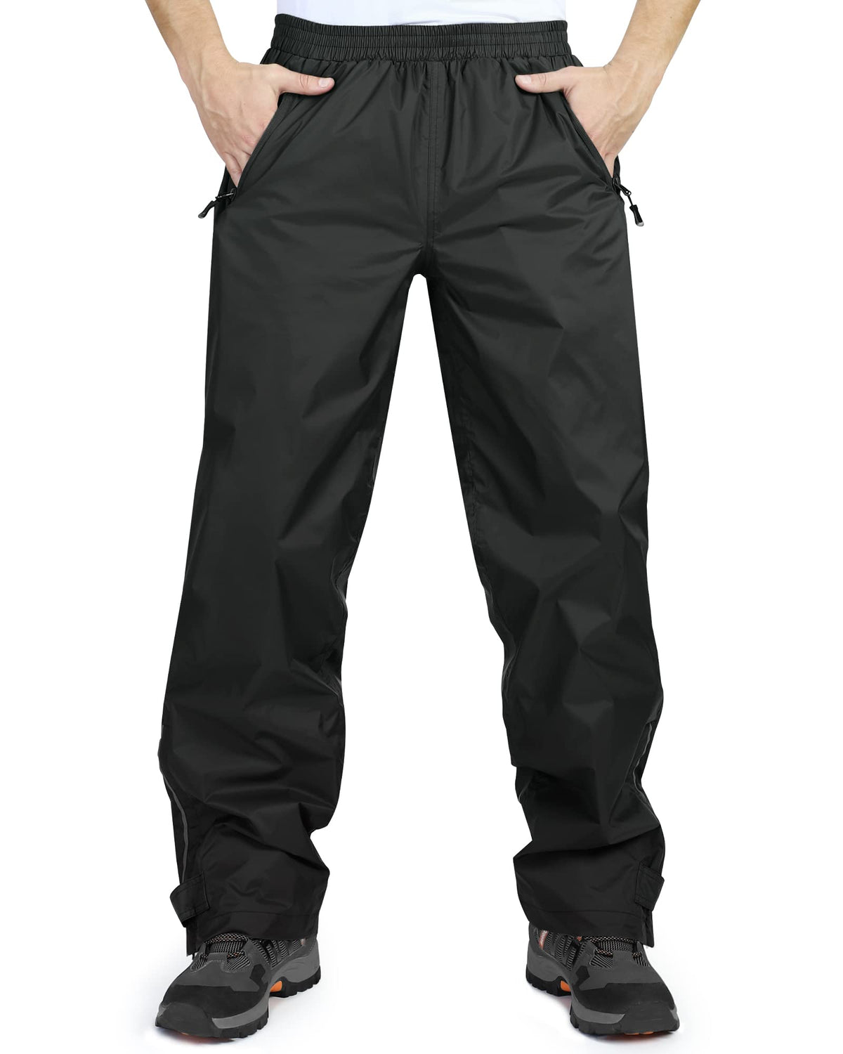 33,000ft Men's Rain Pants, Waterproof Rain Over Pants, Windproof Outdoor Pants for Hiking, Fishing