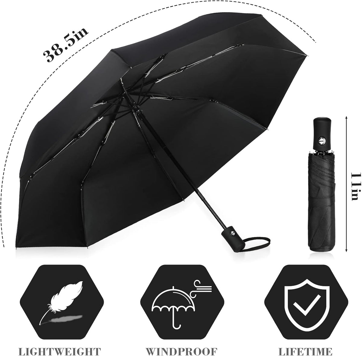 Jexine Windproof Travel Umbrella Compact Small