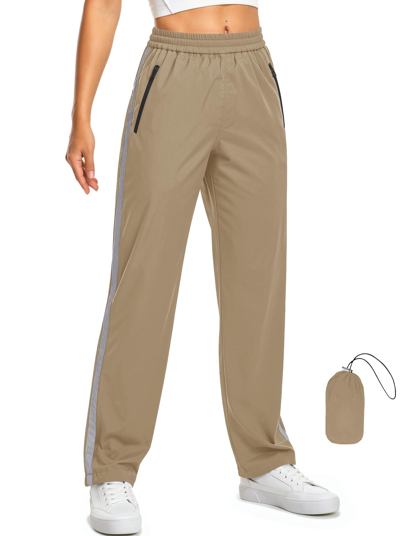 TCOT Rain Pants Lightweight Packable Hiking Pant Outdoor Waterproof Trouser | Hiking Pants, Reflective Side Stripe Rain Pants, Outdoor Waterproof Overpant, Fishing Overpants, Packable Windproof Trousers