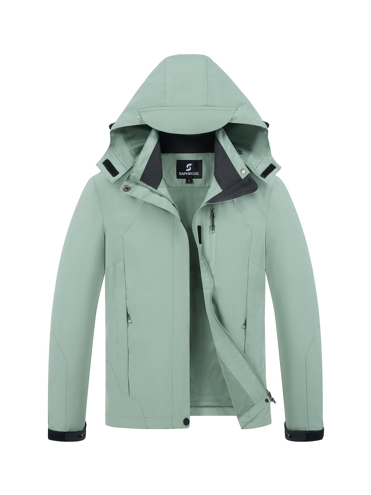 Womens Waterproof Rain jacket Lightweight Raincoat with Removable Hood | rain coat, windbreaker, breathable, 4 zip pockets, velcro cuffs, 2-way storm flap, mesh lining, active outdoor, camping