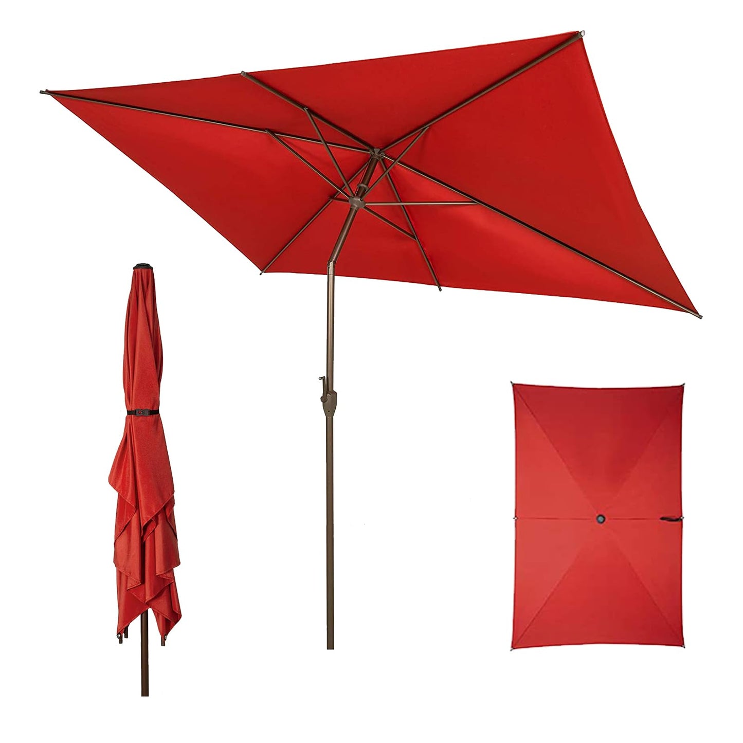 Abba Patio 9FT Lyon Outdoor Patio Umbrella Outdoor Table Umbrella with Push Button Tilt and Crank Market Umbrella 8 Sturdy Ribs UV Protection Waterproof for Garden Deck Backyard Pool, Black & Ivory