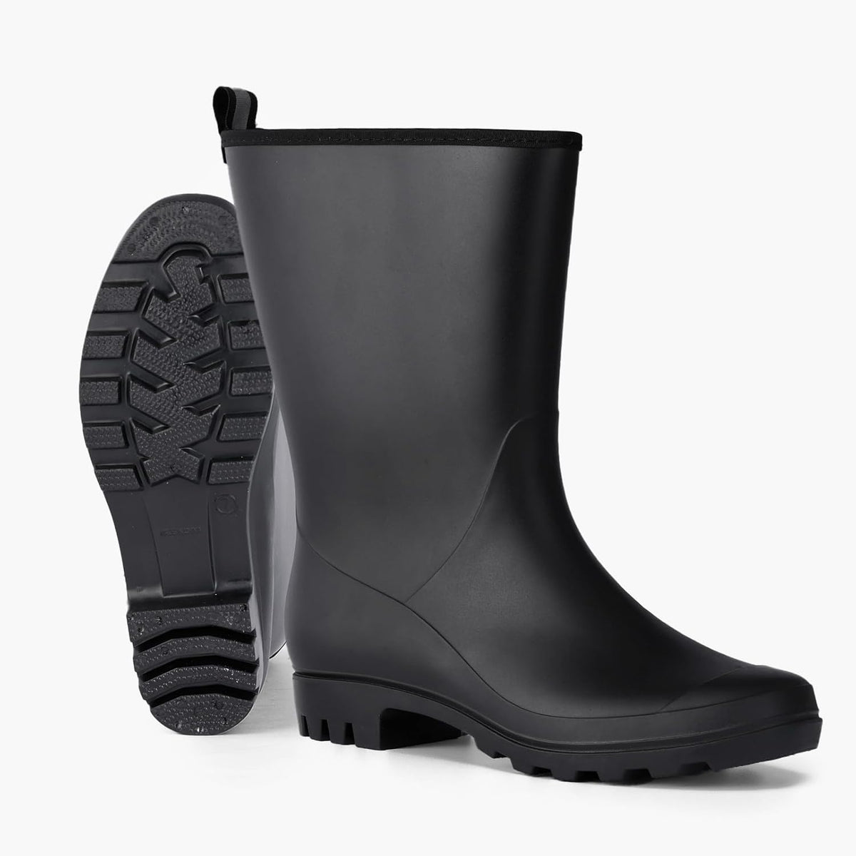Wide Calf Women's Rain Boots Waterproof PVC Rubber Garden Boot Outdoor | Mid Height Women Rubber Boot Rain Shoes for Outdoor Matte Surface Gardening Rainboots Work Walking