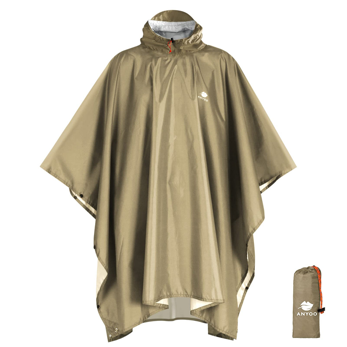 ANYOO Hooded Rain Poncho for Adult Waterproof Lightweight Raincoat | Reusable Rain Jacket for Men Women Portable Pouch & Packable Design,Emergency Travel Rain Ponchos for Outdoor Hiking Camping