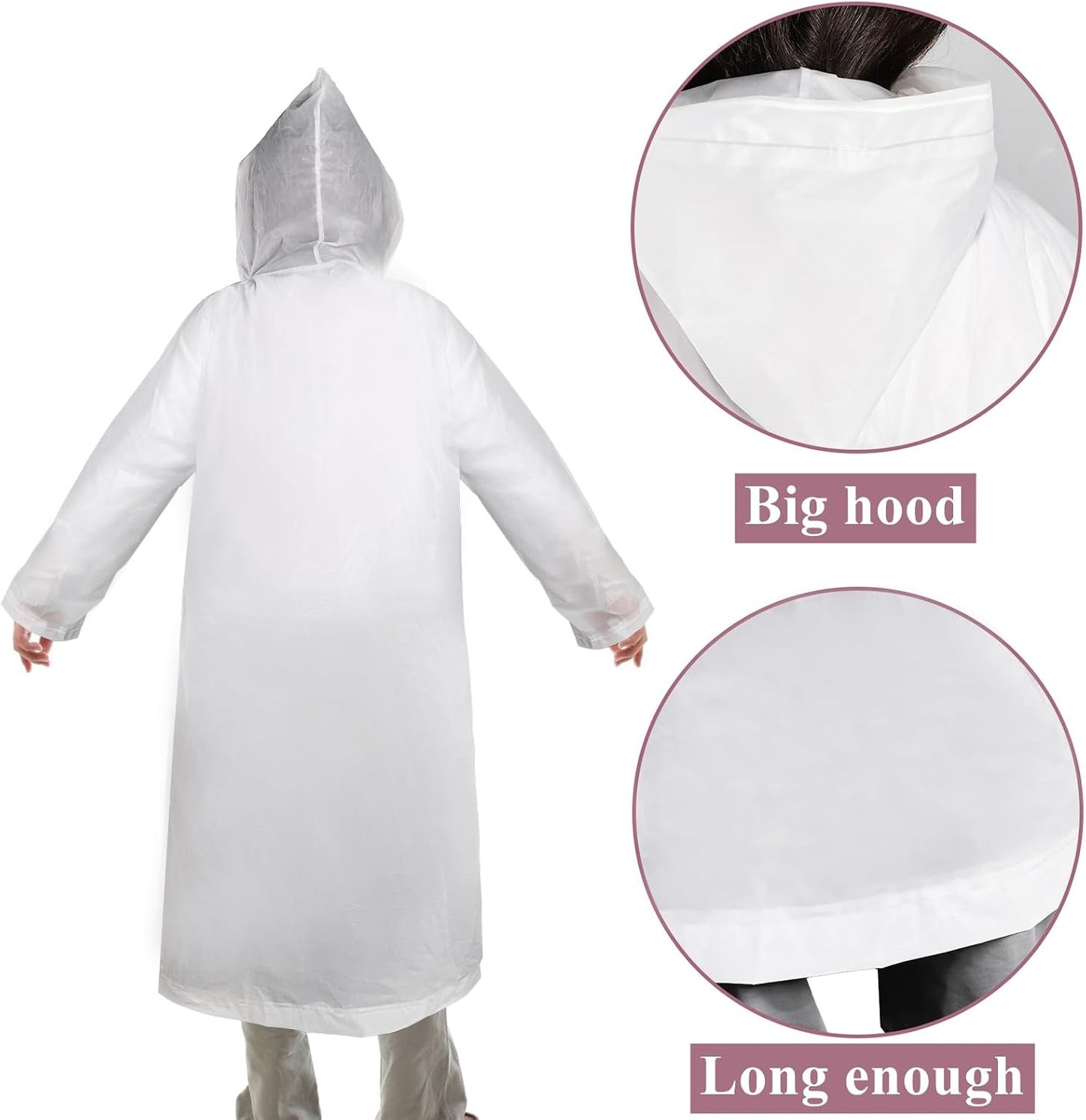 Cididu 12 Pack Rain Ponchos for Adults, Reusable Raincoat with Drawstring Hood, Portable EVA Rain Jackets for Women Men, Waterproof Long Rain Cape, Emergency Poncho for Travel Camping Hiking Outdoor