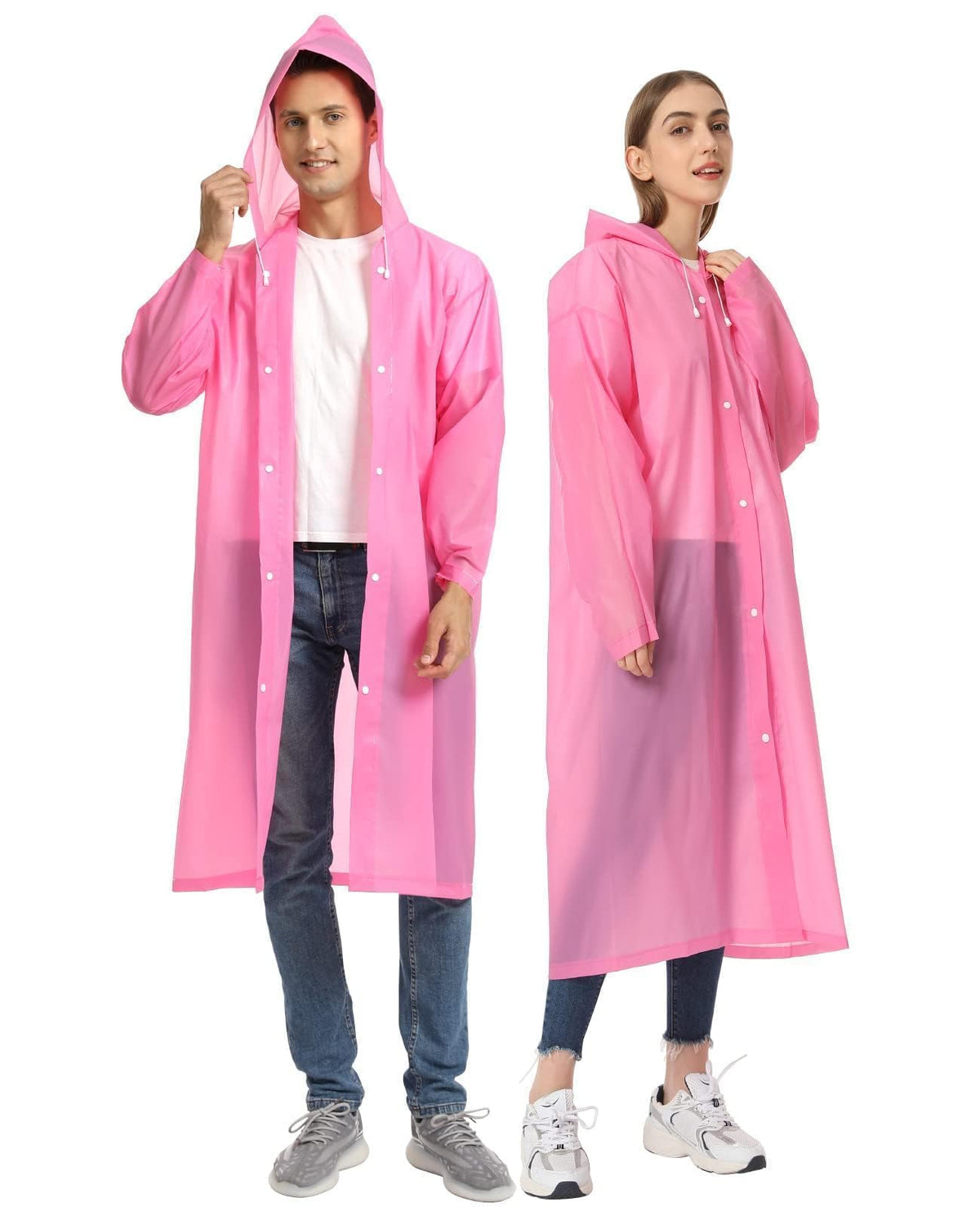 Opret 2 Pack Raincoats for Adults Reusable, EVA Rain Ponchos Lightweight Rain Coat Waterproof Rain Gear for Men and Women