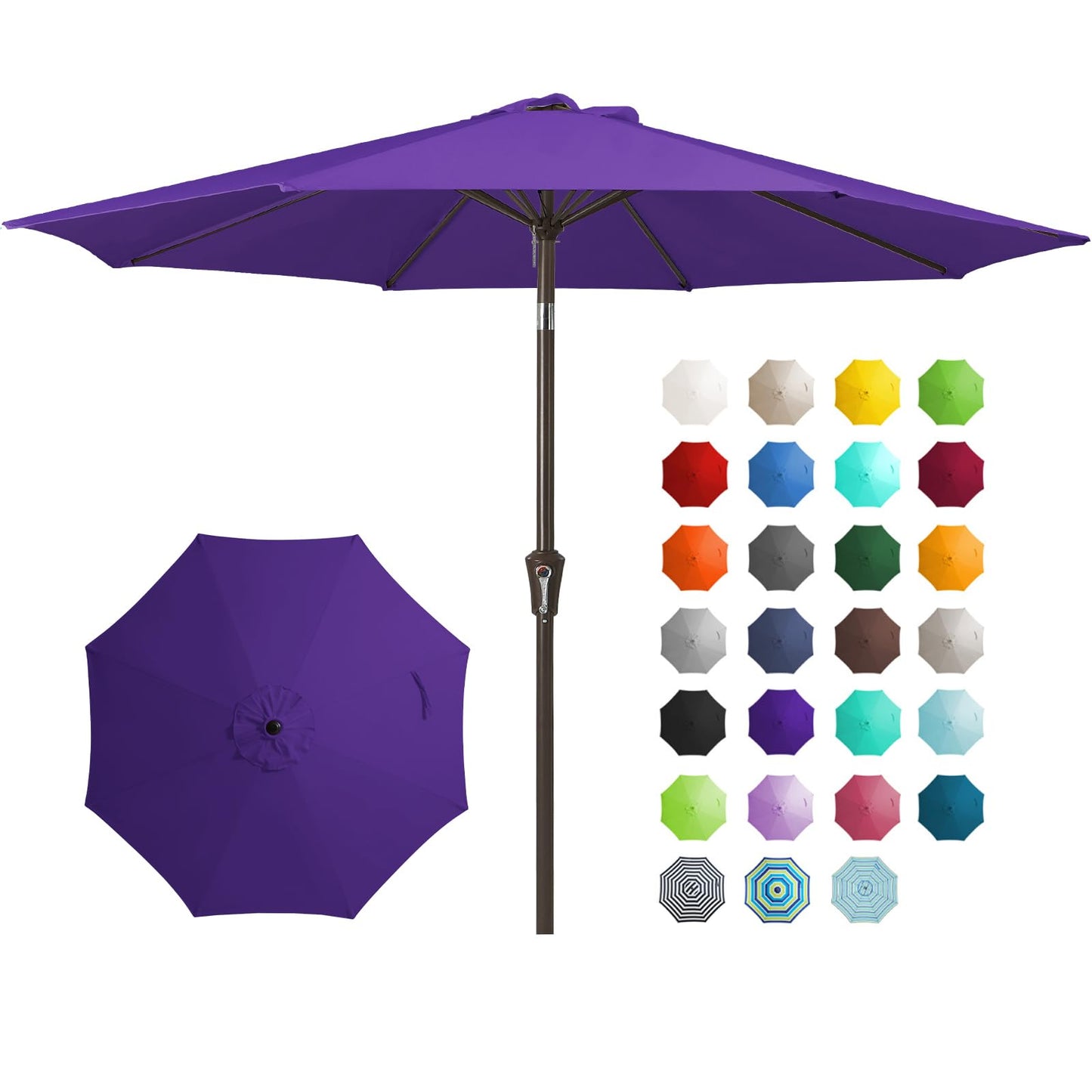 JEAREY 9FT Outdoor Patio Umbrella, Market Umbrella, Dark Blue | Outdoor Table Umbrellas with 8 Sturdy, Tilt & Crank UV Protection Waterproof for Garden, Deck, Backyard, Pool