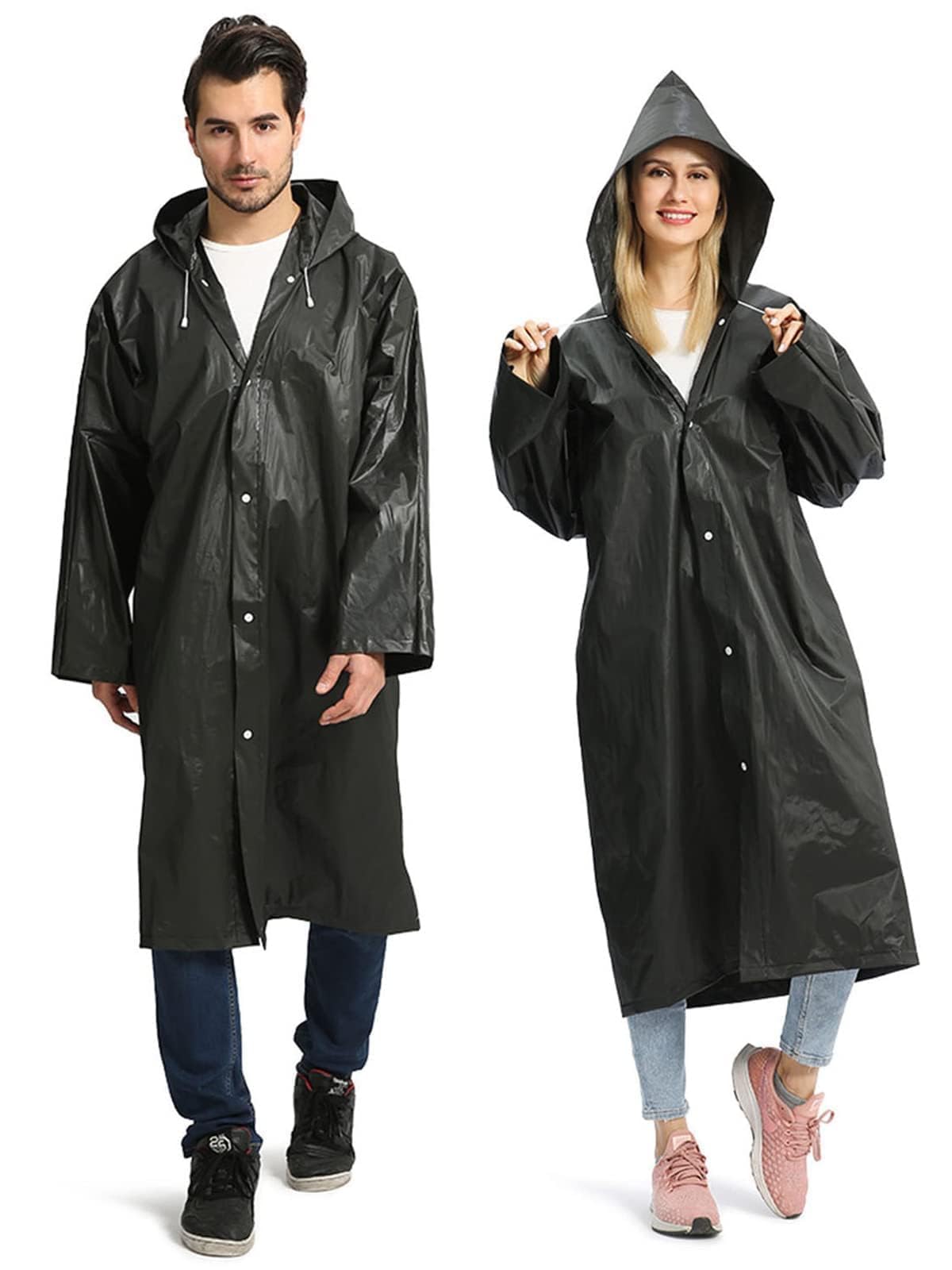 Opret 2 Pack Raincoats for Adults Reusable, EVA Rain Ponchos Lightweight Rain Coat Waterproof Rain Gear for Men and Women
