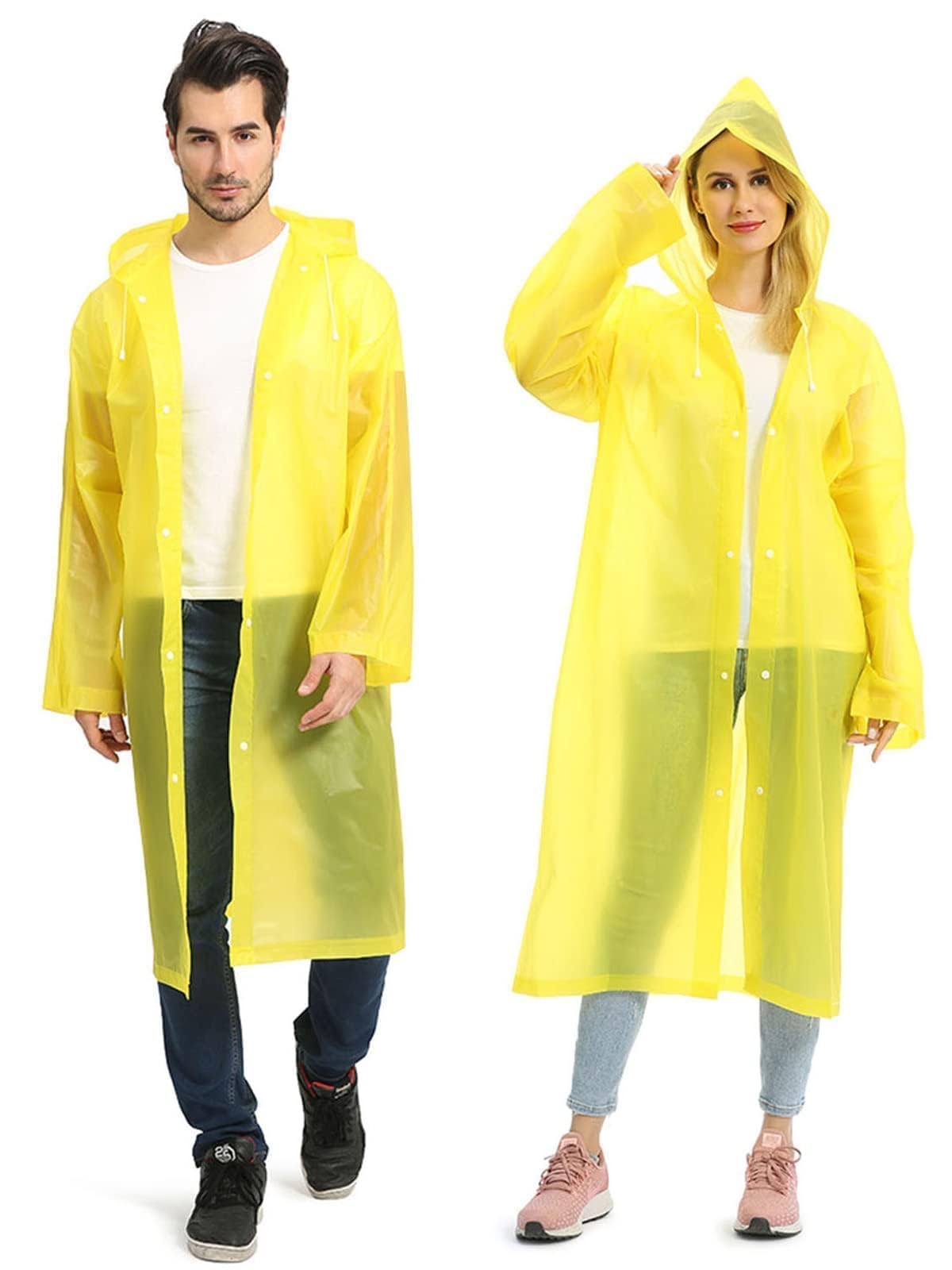 Opret 2 Pack Raincoats for Adults Reusable, EVA Rain Ponchos Lightweight Rain Coat Waterproof Rain Gear for Men and Women