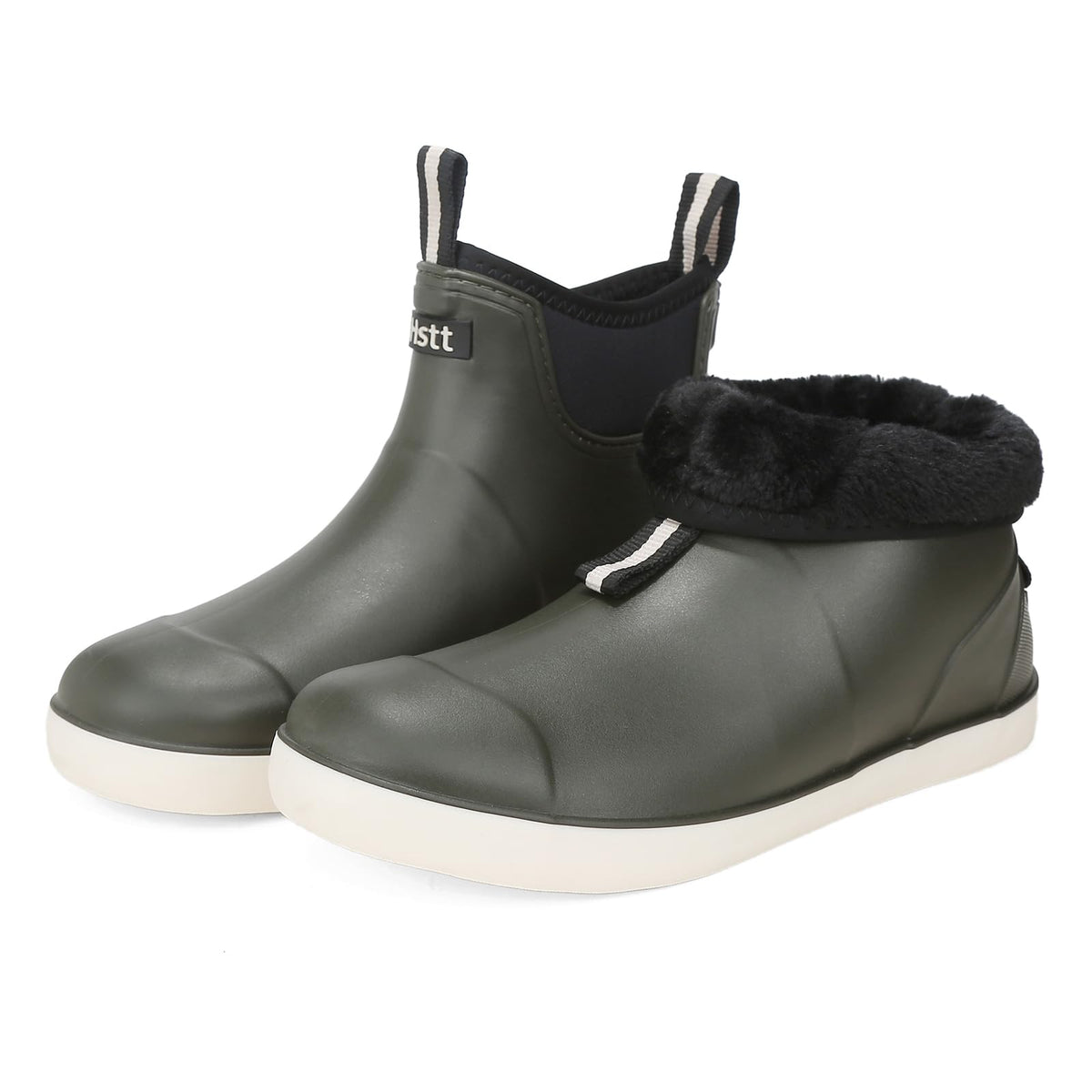 Mens Deck Boots Waterproof, Rubber Ankle Rain Booties For Fishing | Saltwater High-performance Footwear Chelsea Boots for Gardening Boating Camping Sailing