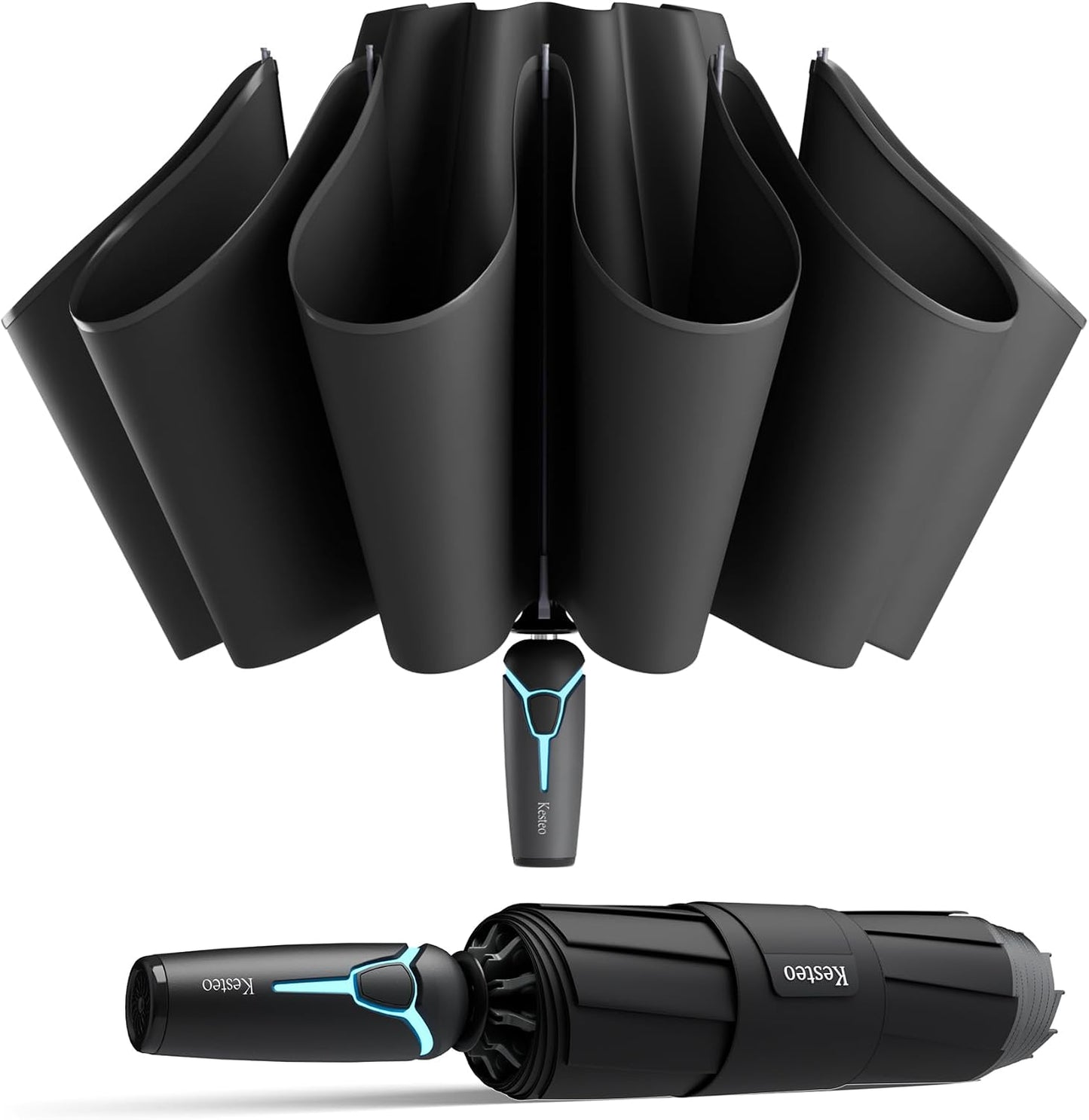 Windproof Travel Umbrella for Rain, Withstand 85MPH Winds, 52 Inch Automatic Reverse Fold Umbrellas Easy Auto Open Close, Portable Compact Umbrella Includes Cover Bag, Perfect for Travel, Car, Commute, Women Men, Backpack