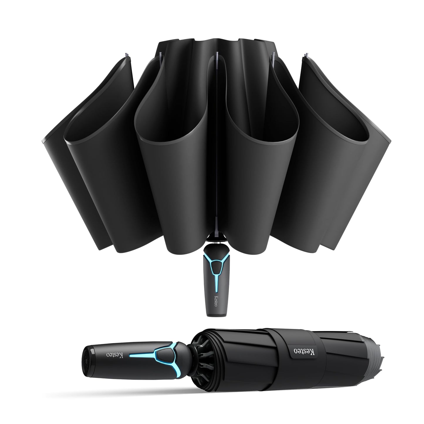 Windproof Travel Umbrella for Rain, Withstand 85MPH Winds, 52 Inch Automatic Reverse Fold Umbrellas Easy Auto Open Close, Portable Compact Umbrella Includes Cover Bag, Perfect for Travel, Car, Commute, Women Men, Backpack