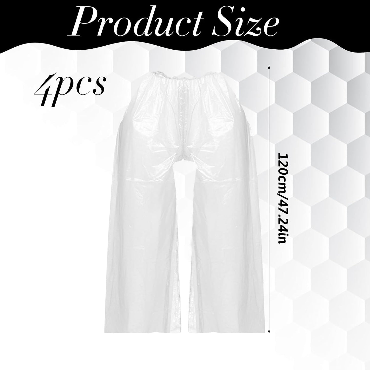 4 PCS Disposable Rain Pants, Unisex Adult Waterproof Long Tube Rain Pant with Shoe Cover, Thickened Plastic Foot Wrapped Rainpants Outdoor Activities Travel Cycling