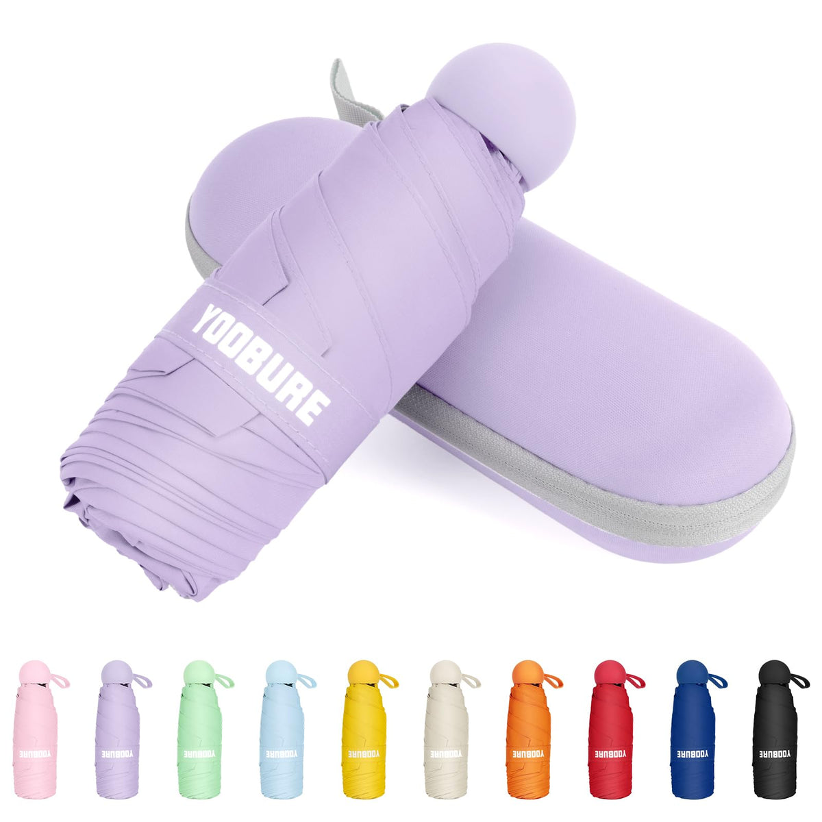 Yoobure Travel Umbrella Portable Compact Umbrellas, Pocket Mini for Purse, Umbrellas for UV Sun & Rain Small for Backpack, Umbrella with Case Folding for Kids Women
