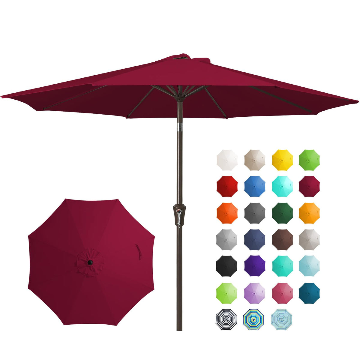 JEAREY 9FT Outdoor Patio Umbrella, Market Umbrella, Dark Blue | Outdoor Table Umbrellas with 8 Sturdy, Tilt & Crank UV Protection Waterproof for Garden, Deck, Backyard, Pool