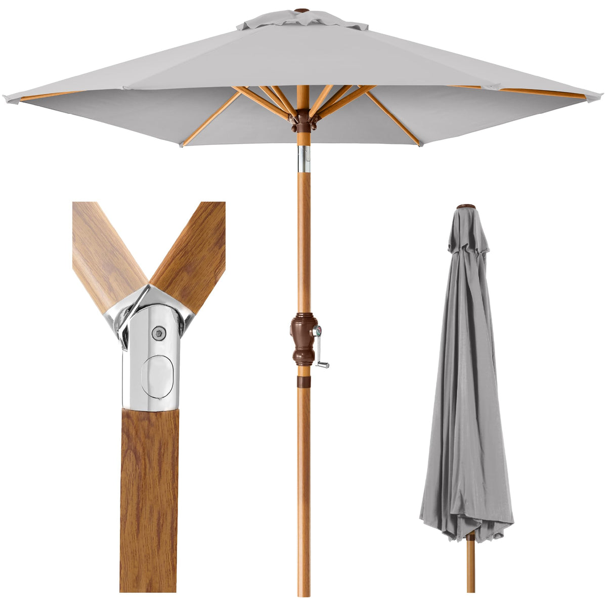 Best Choice Products 10ft Outdoor Patio Umbrella, Outdoor Table Umbrella, Yard Umbrella, Market Umbrella with 6 Sturdy Ribs, Push Button, Tilt and Crank - Sand