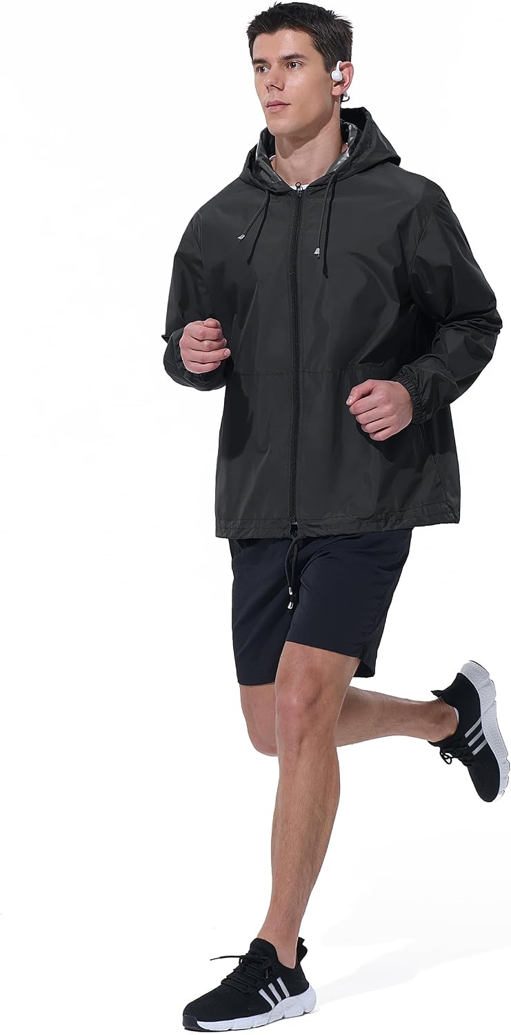 UIQUR Mens Rain Jacket Raincoat Waterproof Windbreaker | Lightweight Packable Design For Hiking, Cycling, Running, Fishing ,Golf,And Other Outdoor Activities