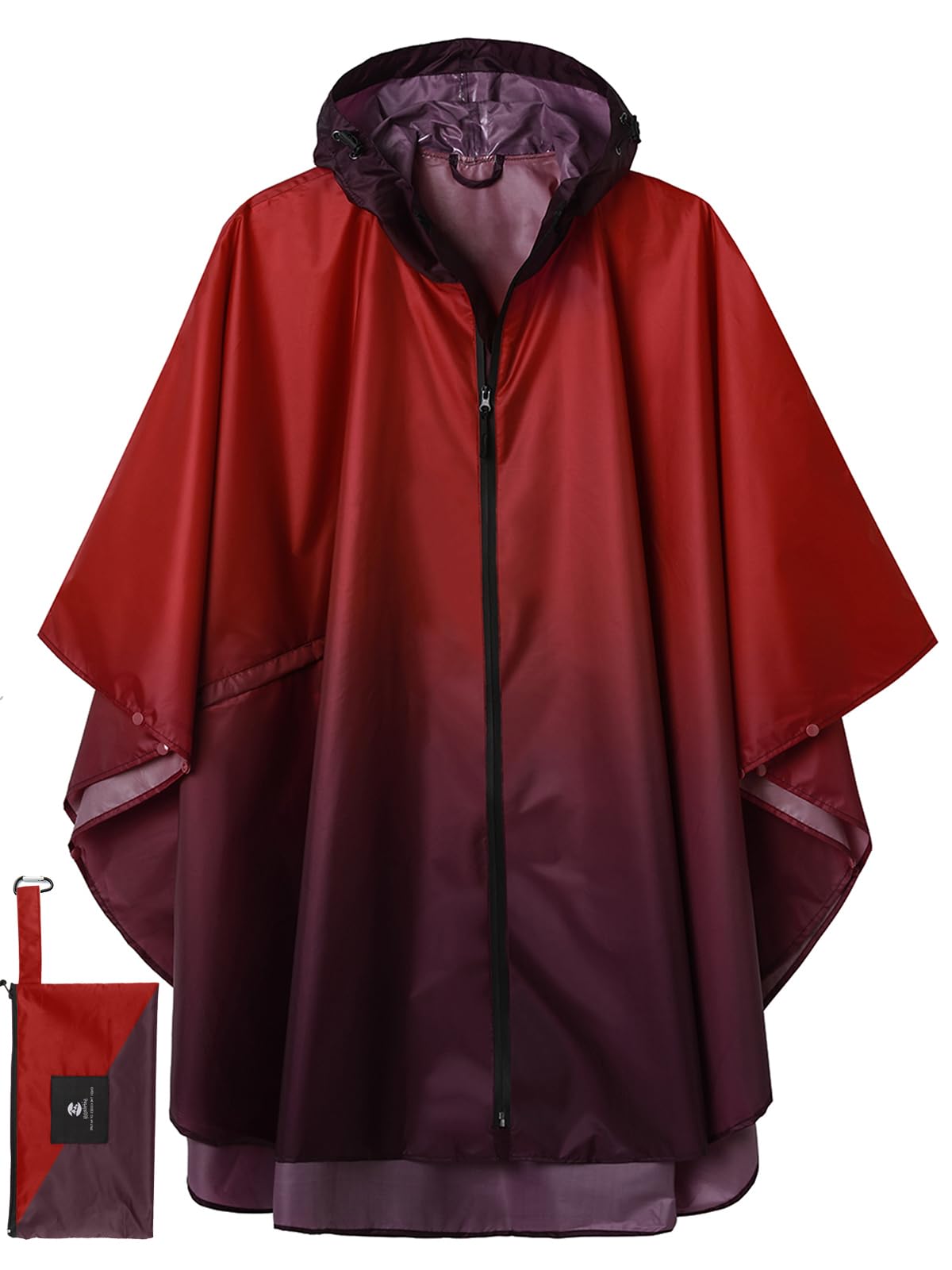SaphiRose Adult Rain Poncho Waterproof Hooded Zipper Raincoat with Pockets | OEKO-TEX Certified 100% Polyester, Lightweight Packable Storage Pouch, Heat-Sealed Seams, Quick-Dry for Outdoor Hiking