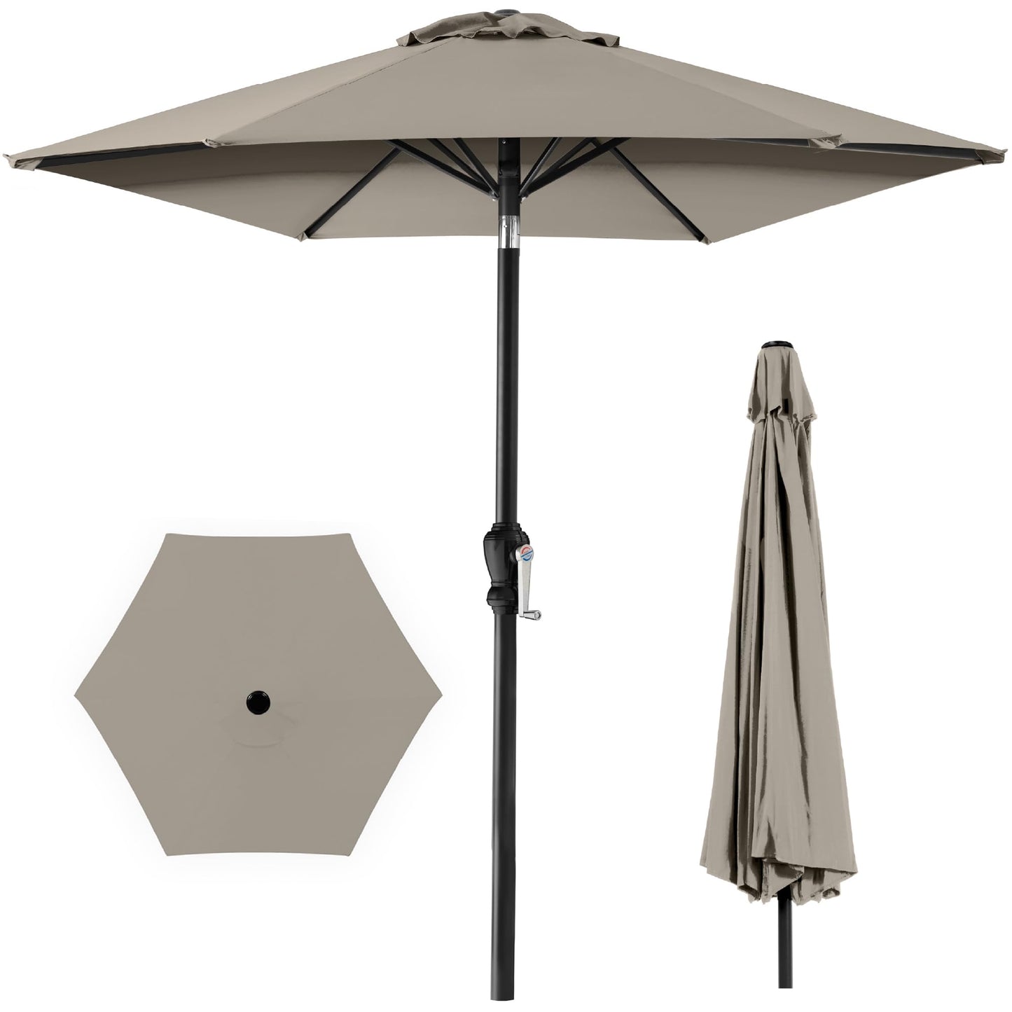 Best Choice Products 10ft Outdoor Patio Umbrella, Outdoor Table Umbrella, Yard Umbrella, Market Umbrella with 6 Sturdy Ribs, Push Button, Tilt and Crank - Sand
