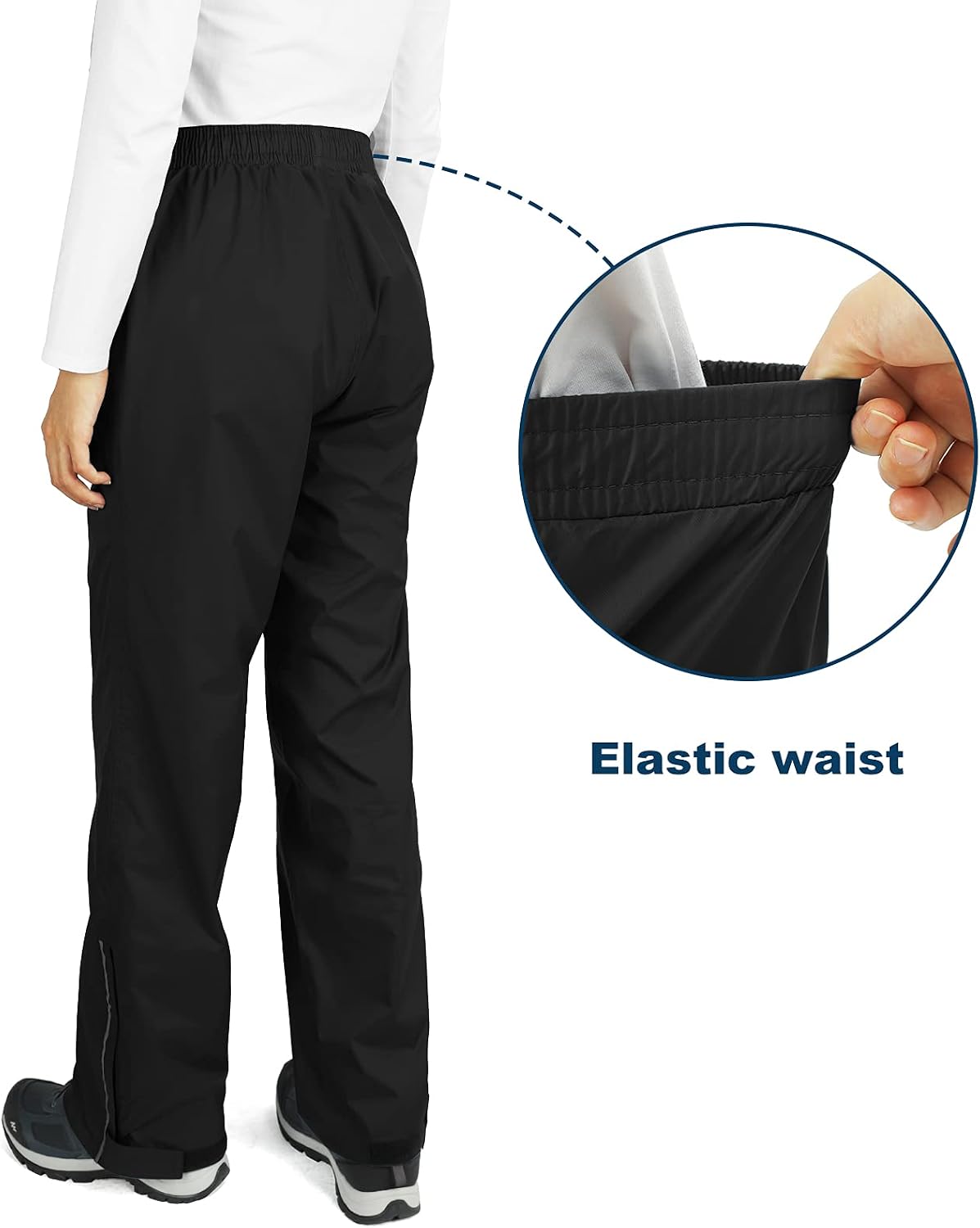 Outdoor Ventures Women's Rain Pants Packable Waterproof Hiking Pants | Windproof Breathable Outdoor Rain Over Pants, Fully Seams Taped, Mesh lining, for Golf, Work,Zipper Pockets