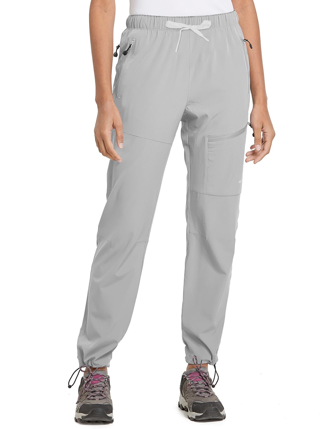 baleaf Women's Hiking Pants Quick Dry Lightweight Water Resistant Elastic Waist Cargo Pants for All Seasons | Petite/Reguar/Tall sizing,Zip Pockets, Water Resistant,breathable Cargo Pants for Travel Camping