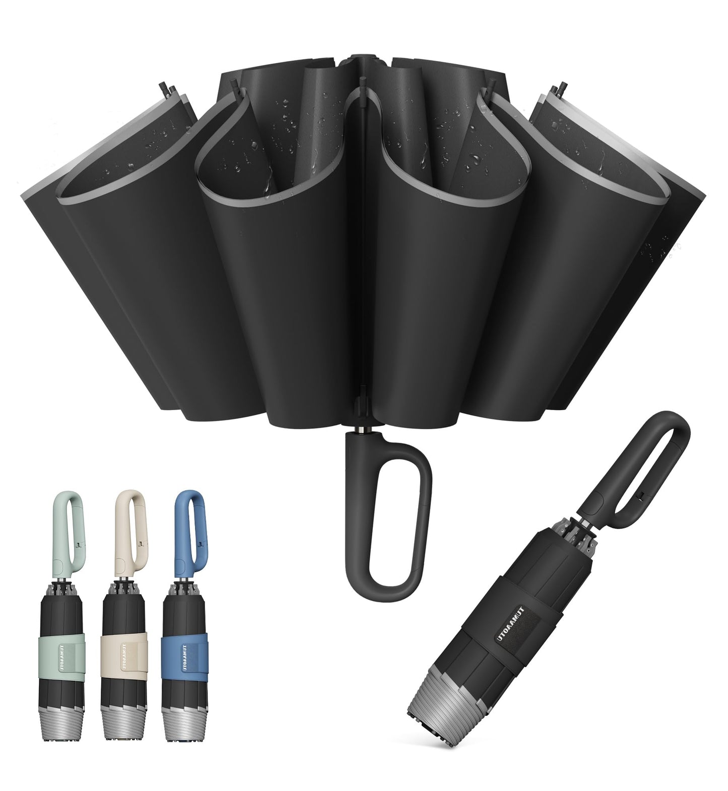 QWB Inverted Umbrella With Auto Open Close Windproof Compact Travel