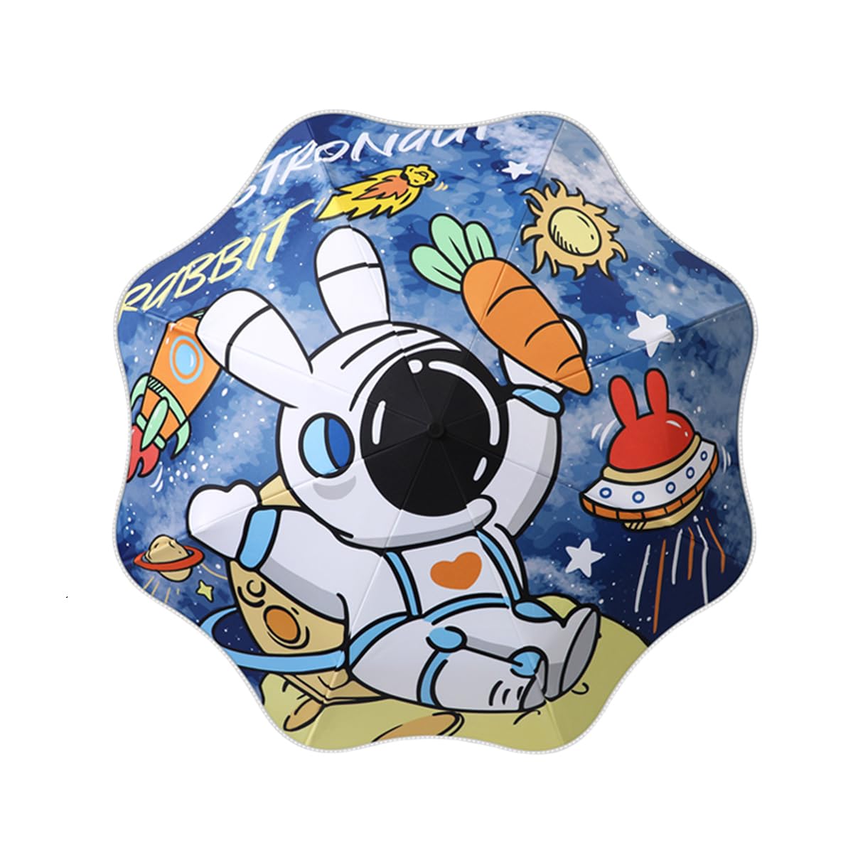 Rounded Corner Folding Umbrella Anti-UV Compact Durable Umbrella Auto Open/Close Lightweight Backpack Cute Cartoon Umbrella for Girls & Boys