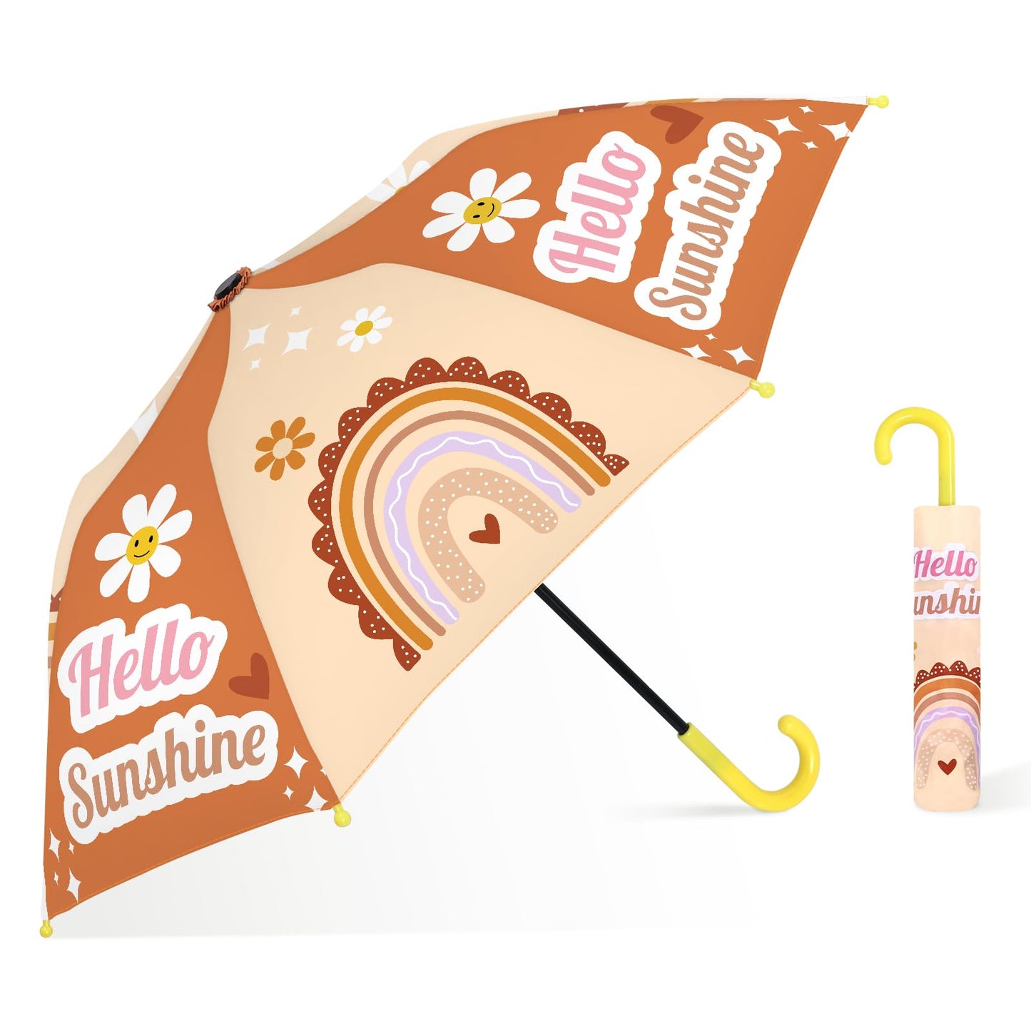 Kids Umbrella, Safety Windproof Umbrella with Easy-Grip Hook Handle for Toddler Girls and Boys