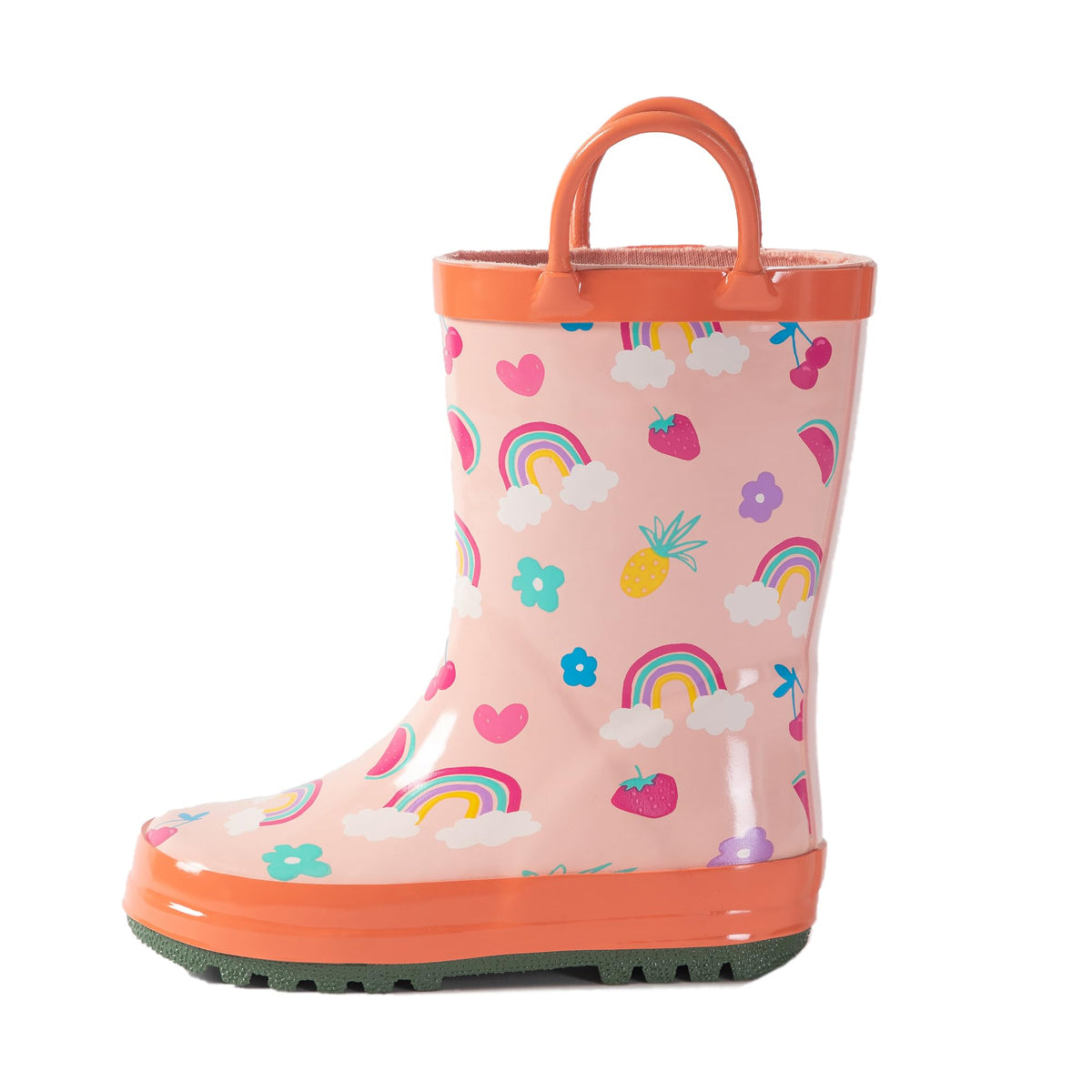 Hbxooxts Kids Rain Boots - Toddler Waterproof Rubber Kids Rain Boots for Girls and Boys with Fun Patterns and Easy-On Handles