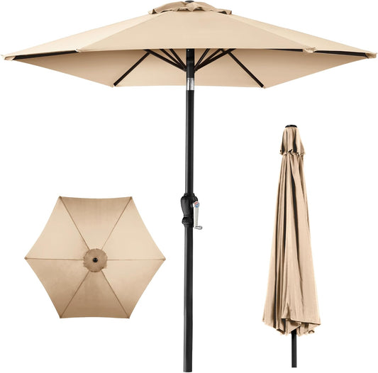 Best Choice Products 10ft Outdoor Patio Umbrella, Outdoor Table Umbrella, Yard Umbrella, Market Umbrella with 6 Sturdy Ribs, Push Button, Tilt and Crank - Sand