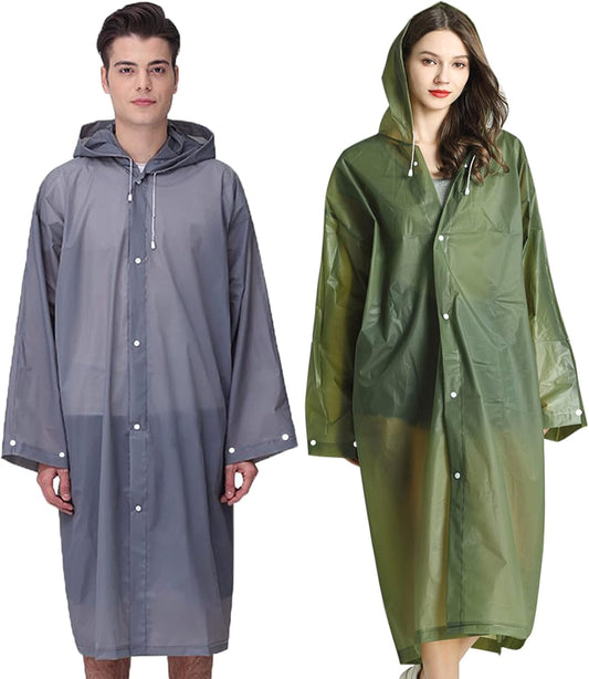 Rain Ponchos Raincoats for Adults Women Men, Reusable 2 Pack Rain Jacket Coats with Hood for Family Disney Camping Hiking