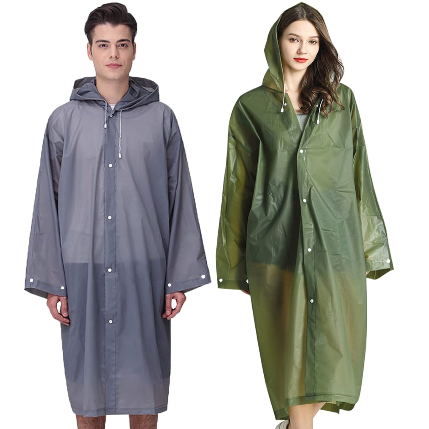 Rain Ponchos Raincoats for Adults Women Men, Reusable 2 Pack Rain Jacket Coats with Hood for Family Disney Camping Hiking