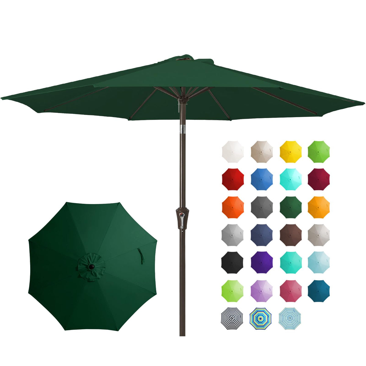 JEAREY 9FT Outdoor Patio Umbrella, Market Umbrella, Dark Blue | Outdoor Table Umbrellas with 8 Sturdy, Tilt & Crank UV Protection Waterproof for Garden, Deck, Backyard, Pool