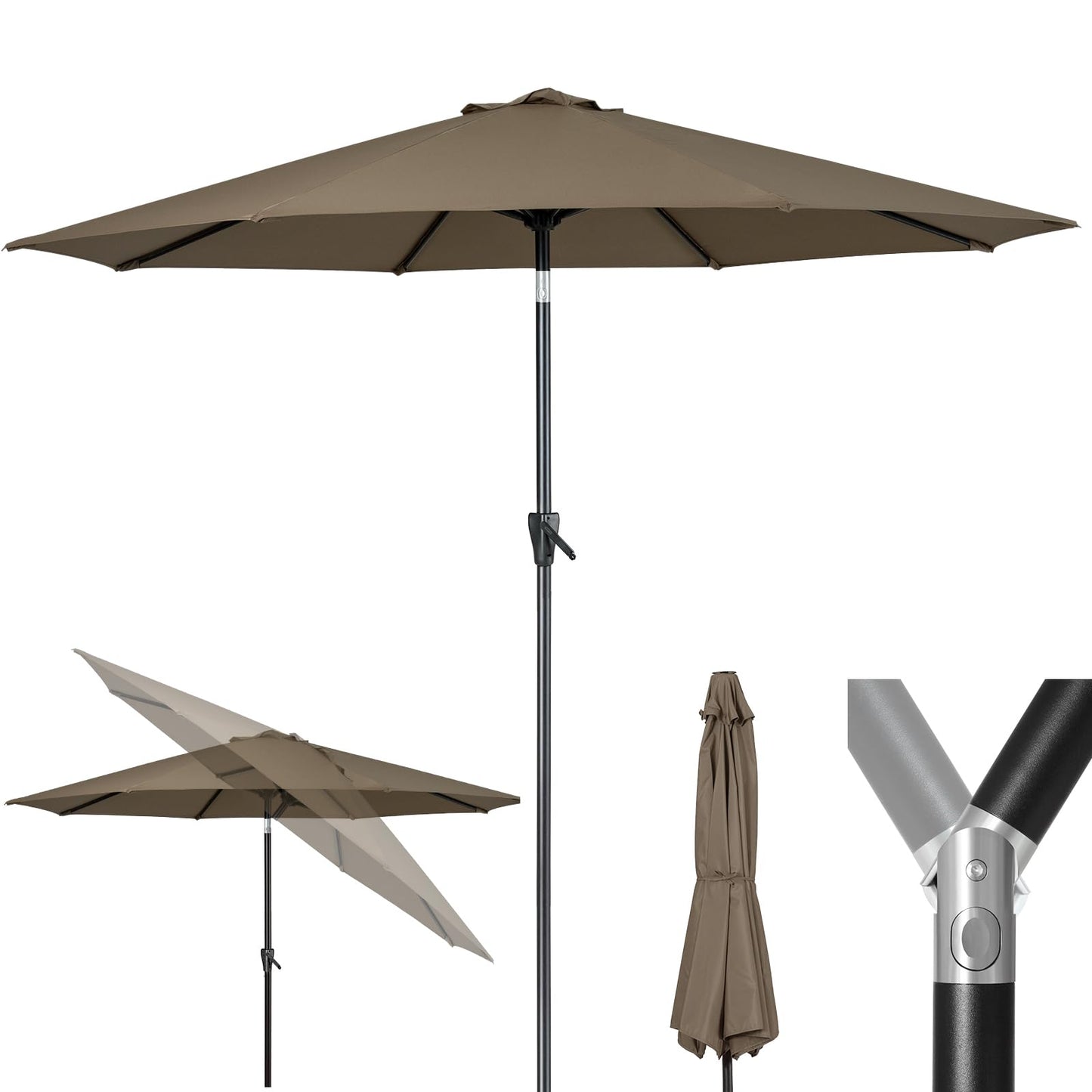 Tempera Heavy Duty High Wind Beach Umbrella with Sand Anchor & Carry Bag | Patio Outdoor Umbrella with Aluminum Frame and Push Button Tilt, Ideal for Garden Lawn, UPF 60+
