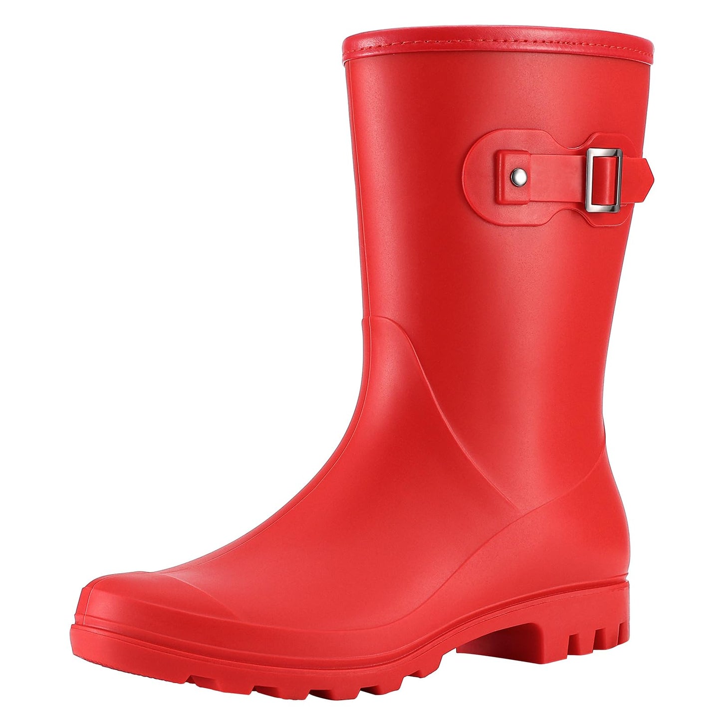 Evshine Women's Mid Calf Rain Boots Waterproof Garden Wellies with Buckle | Lightweight, Non-Slip, Ideal for Gardening, Farm Work, Rainy Days, Comfort Fit