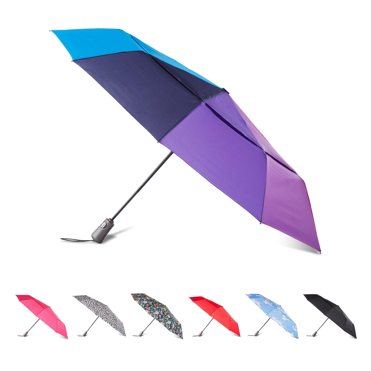 Totes Auto Open/Close Windproof Ultimate Compact Umbrella with UV and Water Repellent Protection