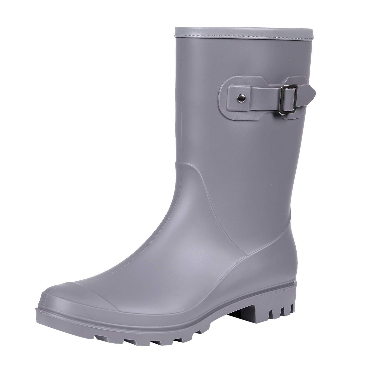 Evshine Women's Mid Calf Rain Boots Waterproof Garden Wellies with Buckle | Lightweight, Non-Slip, Ideal for Gardening, Farm Work, Rainy Days, Comfort Fit