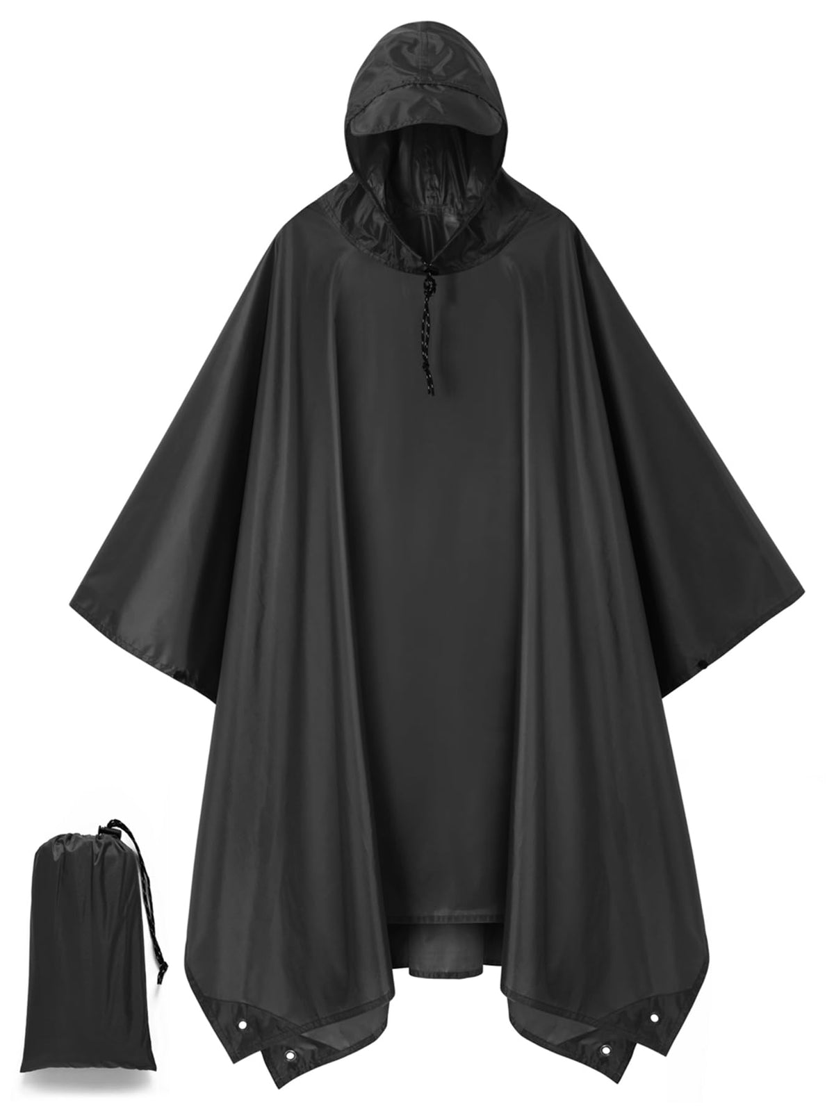 Hooded Rain Poncho for Adult, Waterproof Raincoat for Hiking Camping