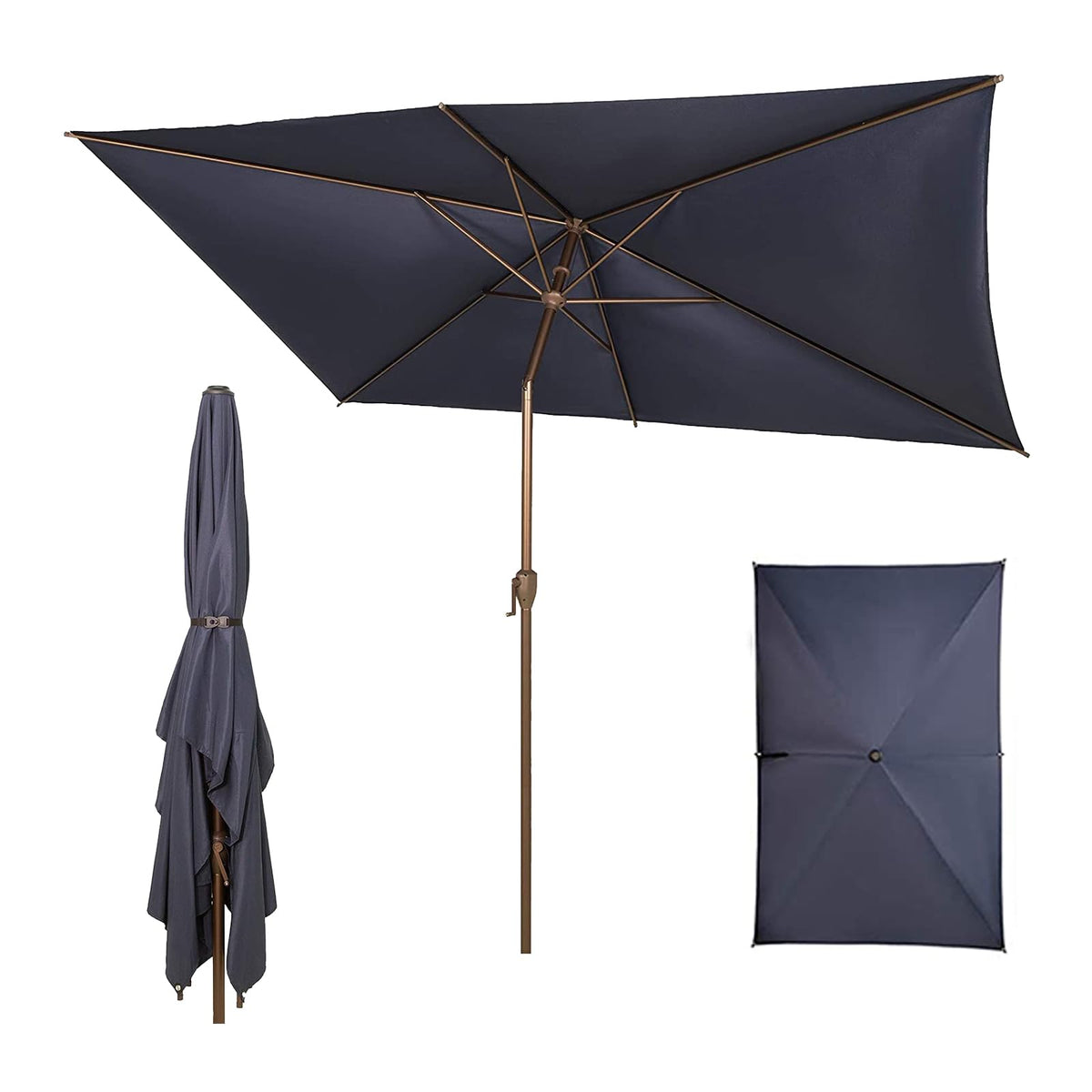 Abba Patio 9FT Lyon Outdoor Patio Umbrella Outdoor Table Umbrella with Push Button Tilt and Crank Market Umbrella 8 Sturdy Ribs UV Protection Waterproof for Garden Deck Backyard Pool, Black & Ivory