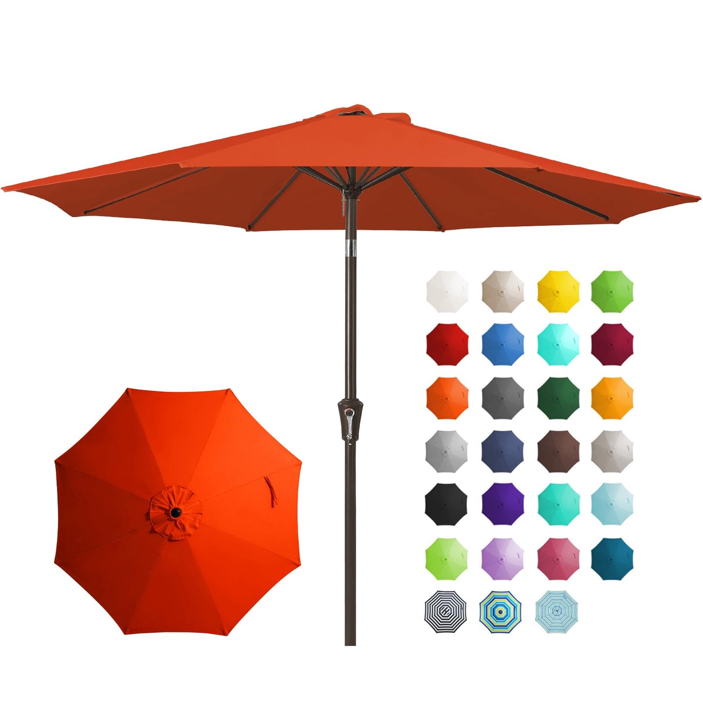JEAREY 9FT Outdoor Patio Umbrella, Market Umbrella, Dark Blue | Outdoor Table Umbrellas with 8 Sturdy, Tilt & Crank UV Protection Waterproof for Garden, Deck, Backyard, Pool