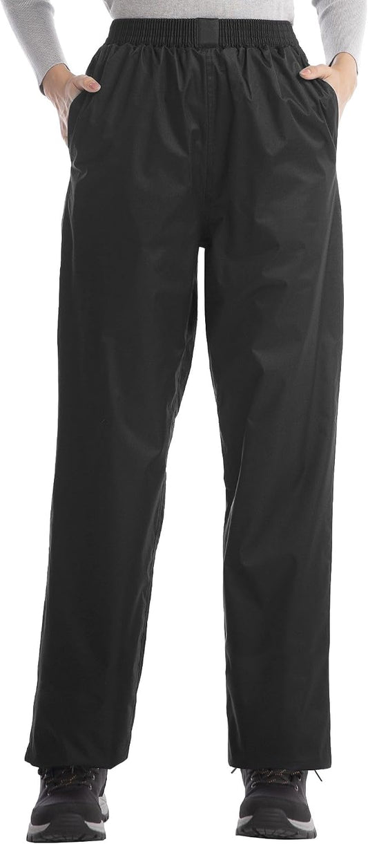 iCreek Women's Rain Pants Waterproof Breathable Lightweight Rain Over Pants | Breathable Mesh Lining, Pants Leg Zipper, Hook & Loop, Suitable for Hiking, Fishing, Golf, Work and Daily Wear