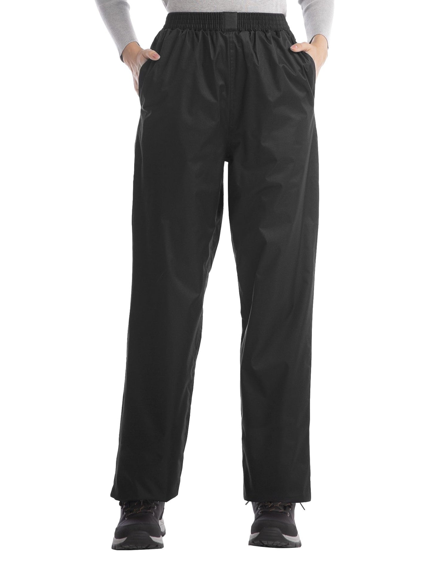 iCreek Women's Rain Pants Waterproof Breathable Lightweight Rain Over Pants | Breathable Mesh Lining, Pants Leg Zipper, Hook & Loop, Suitable for Hiking, Fishing, Golf, Work and Daily Wear