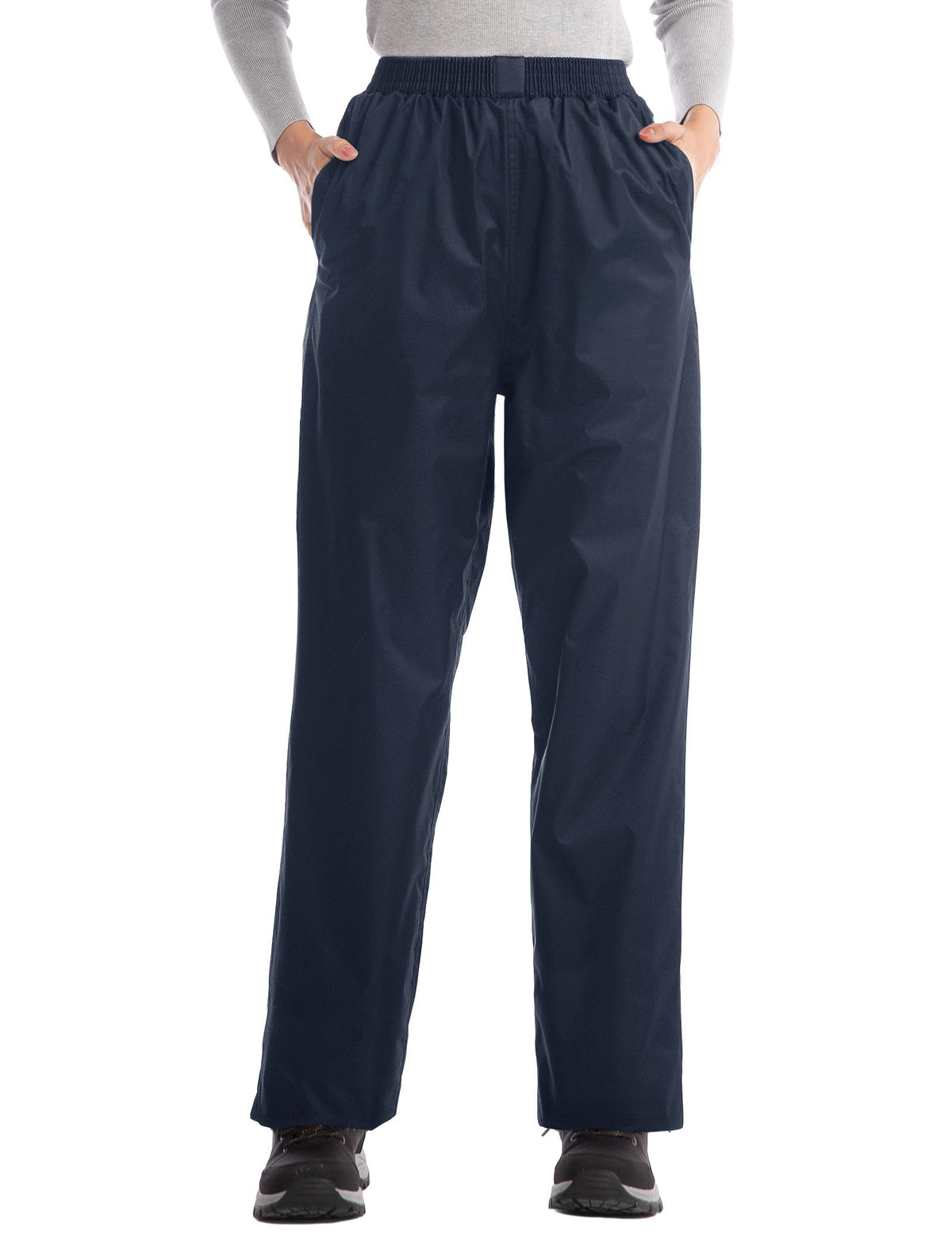iCreek Women's Rain Pants Waterproof Breathable Lightweight Rain Over Pants | Breathable Mesh Lining, Pants Leg Zipper, Hook & Loop, Suitable for Hiking, Fishing, Golf, Work and Daily Wear