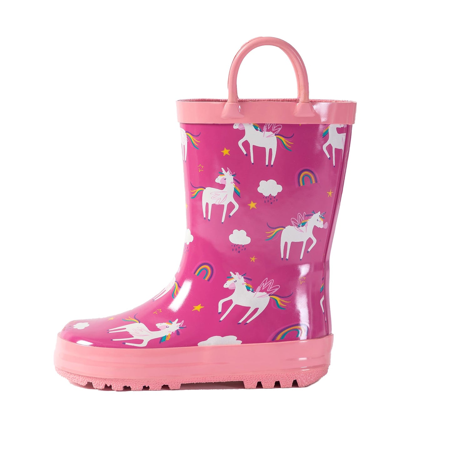 Hbxooxts Kids Rain Boots - Toddler Waterproof Rubber Kids Rain Boots for Girls and Boys with Fun Patterns and Easy-On Handles