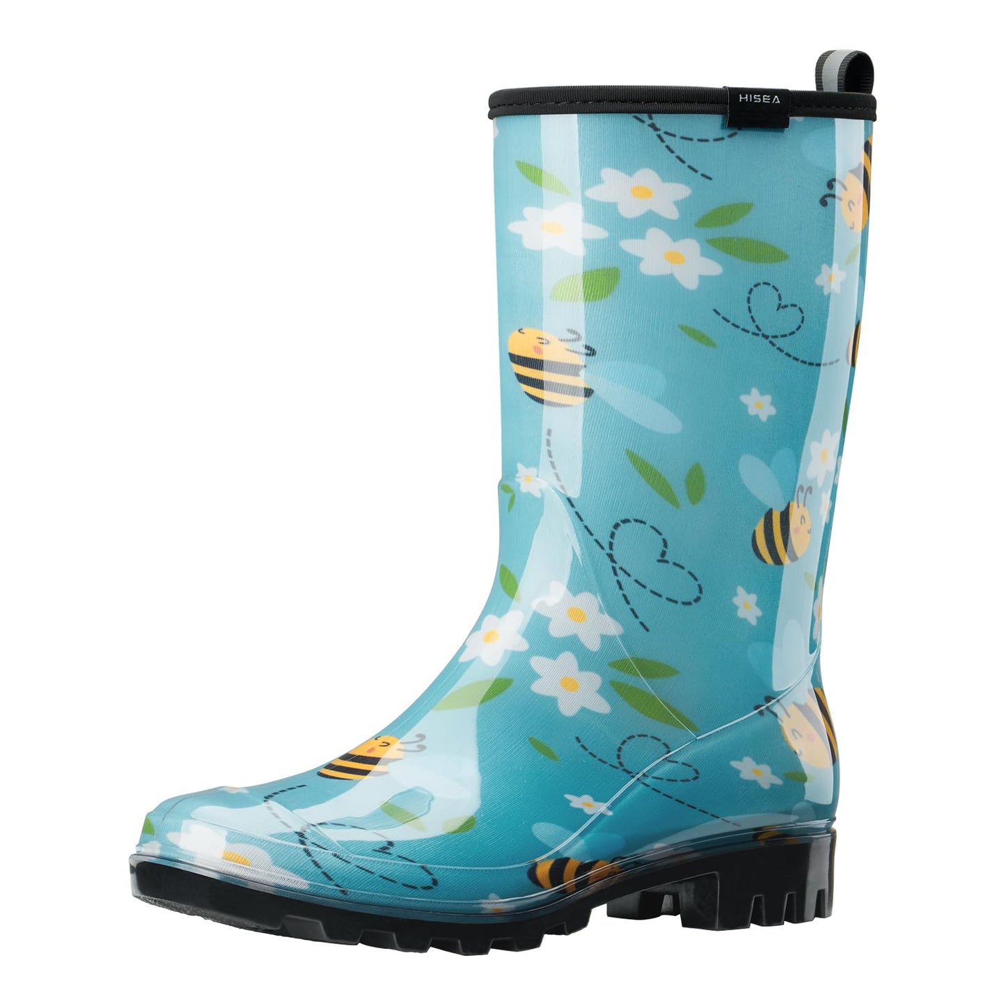 HISEA Women's Rain Boots Waterproof Mid Calf Garden Farm Rubber Boots | Wide Calf Slip-Resistant Rubber Ladies' Boots Lightweight for Garden, Farm, Outdoor Work & Rainy Days