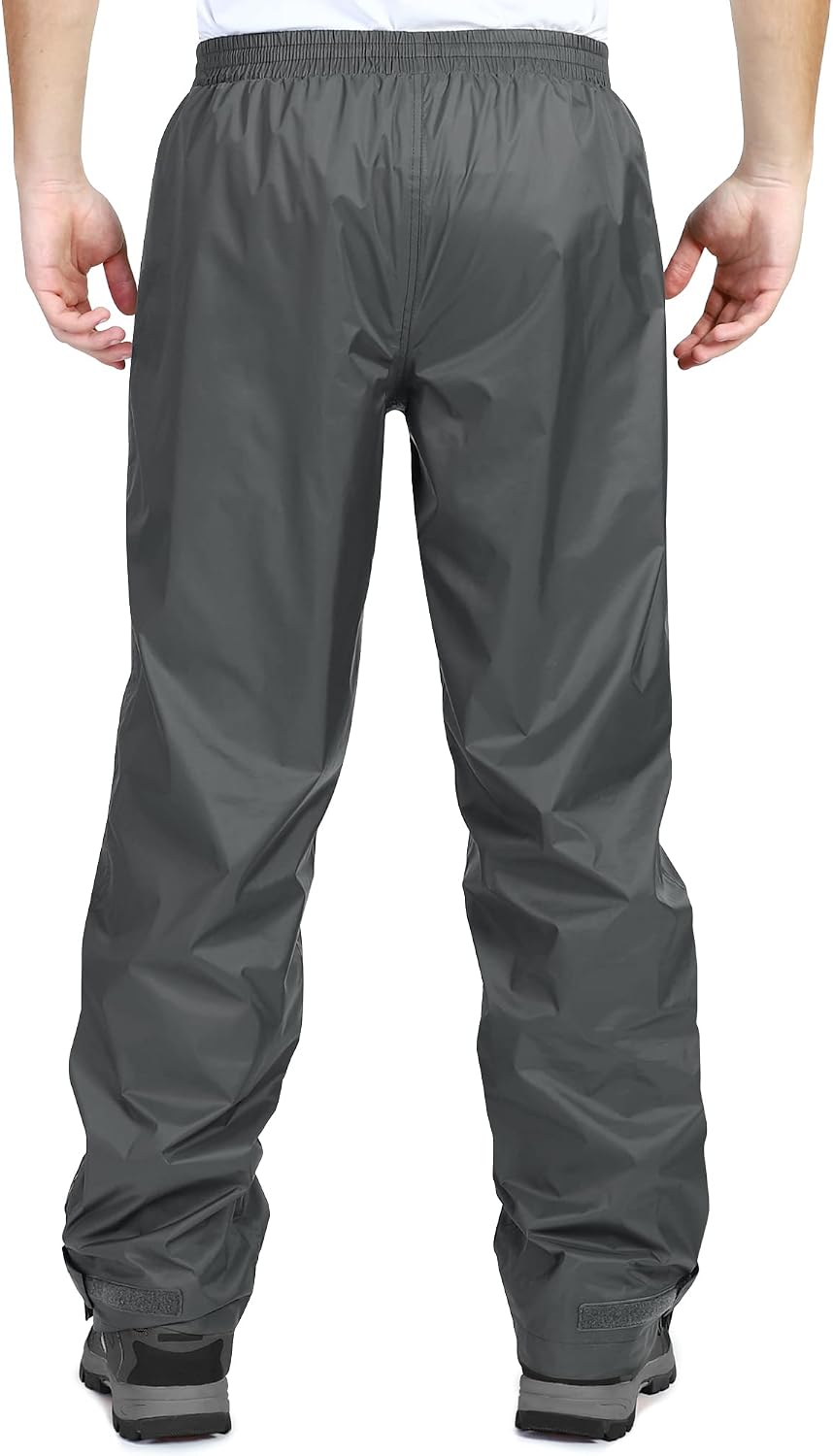 33,000ft Men's Rain Pants, Waterproof Rain Over Pants, Windproof Outdoor Pants for Hiking, Fishing