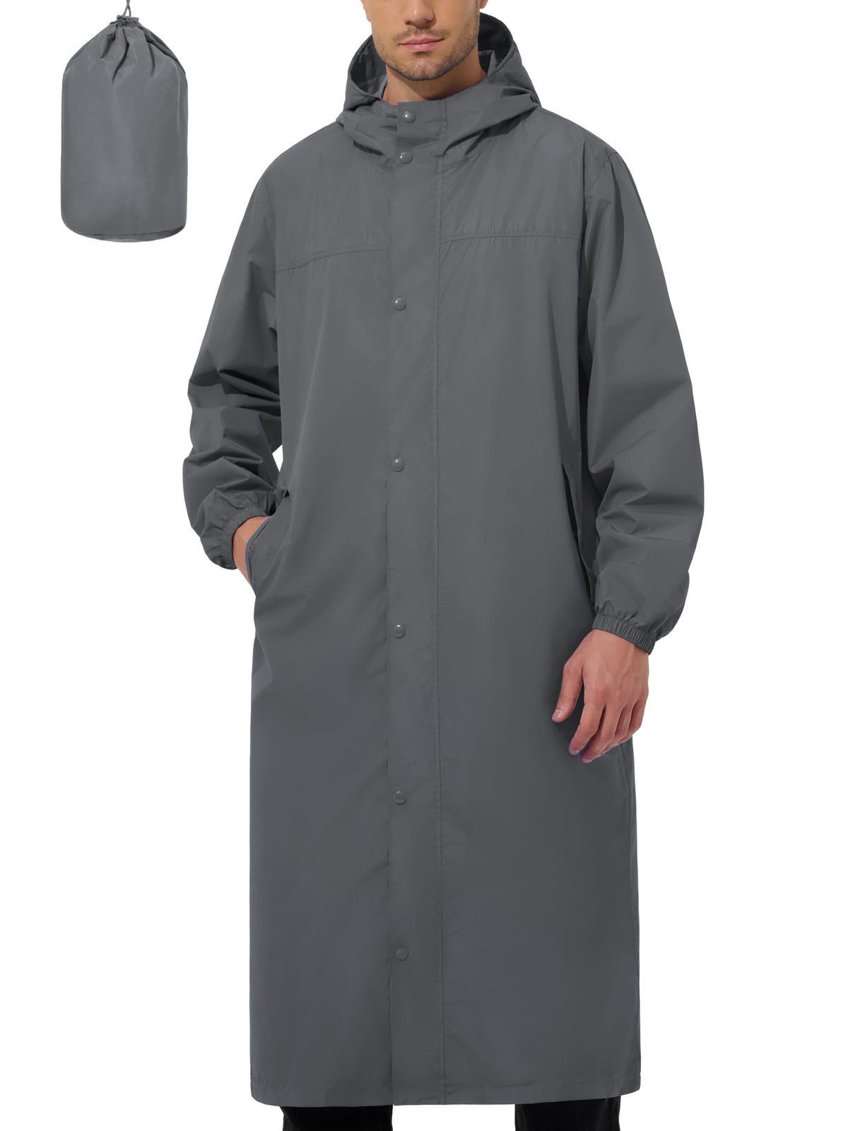 UIQUR Mens Long Rain Jacket Raincoat Waterproof Rain Poncho | Lightweight Packable Windbreaker For Hiking, Cycling, Running, Fishing ,Golf,Rainy-day work