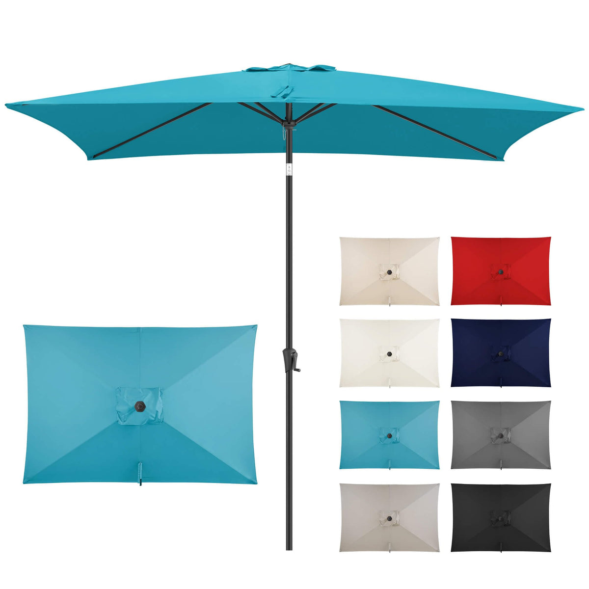 Patio Umbrella Rectangular with Button Tilt, 6.5 x 10ft Ivory | Waterproof UV Protection, Rectangle Porch Deck Umbrella for Pool, Table, Garden, Backyard, Provides Shade