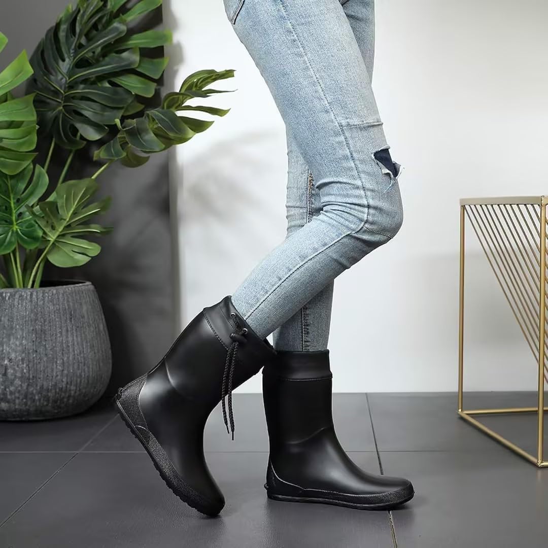 Asgard Women's Mid Calf Rain Boots Collar Gardening Boots Ultra Lightweight Portable Garden Shoes | Ultra-soft Waterproof Garden Shoes, Foldable Adjustable Collar Rubber Short Boots