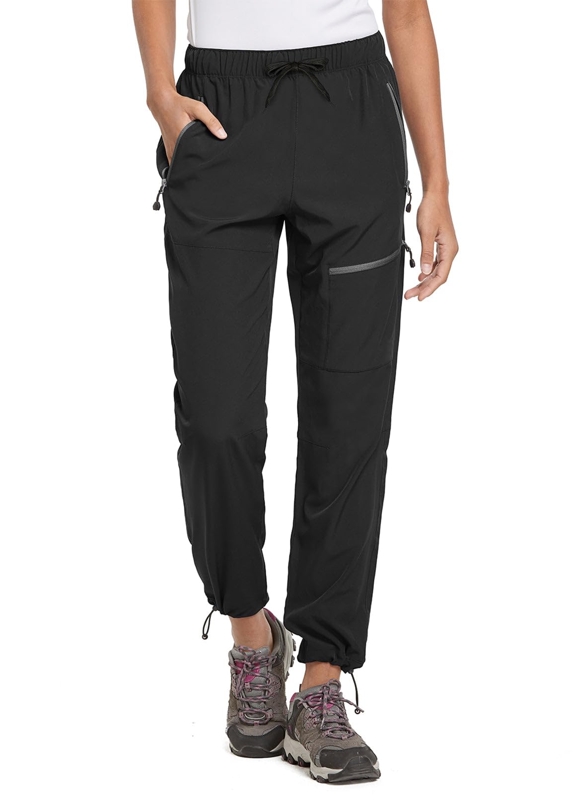 baleaf Women's Hiking Pants Quick Dry Lightweight Water Resistant Elastic Waist Cargo Pants for All Seasons | Petite/Reguar/Tall sizing,Zip Pockets, Water Resistant,breathable Cargo Pants for Travel Camping