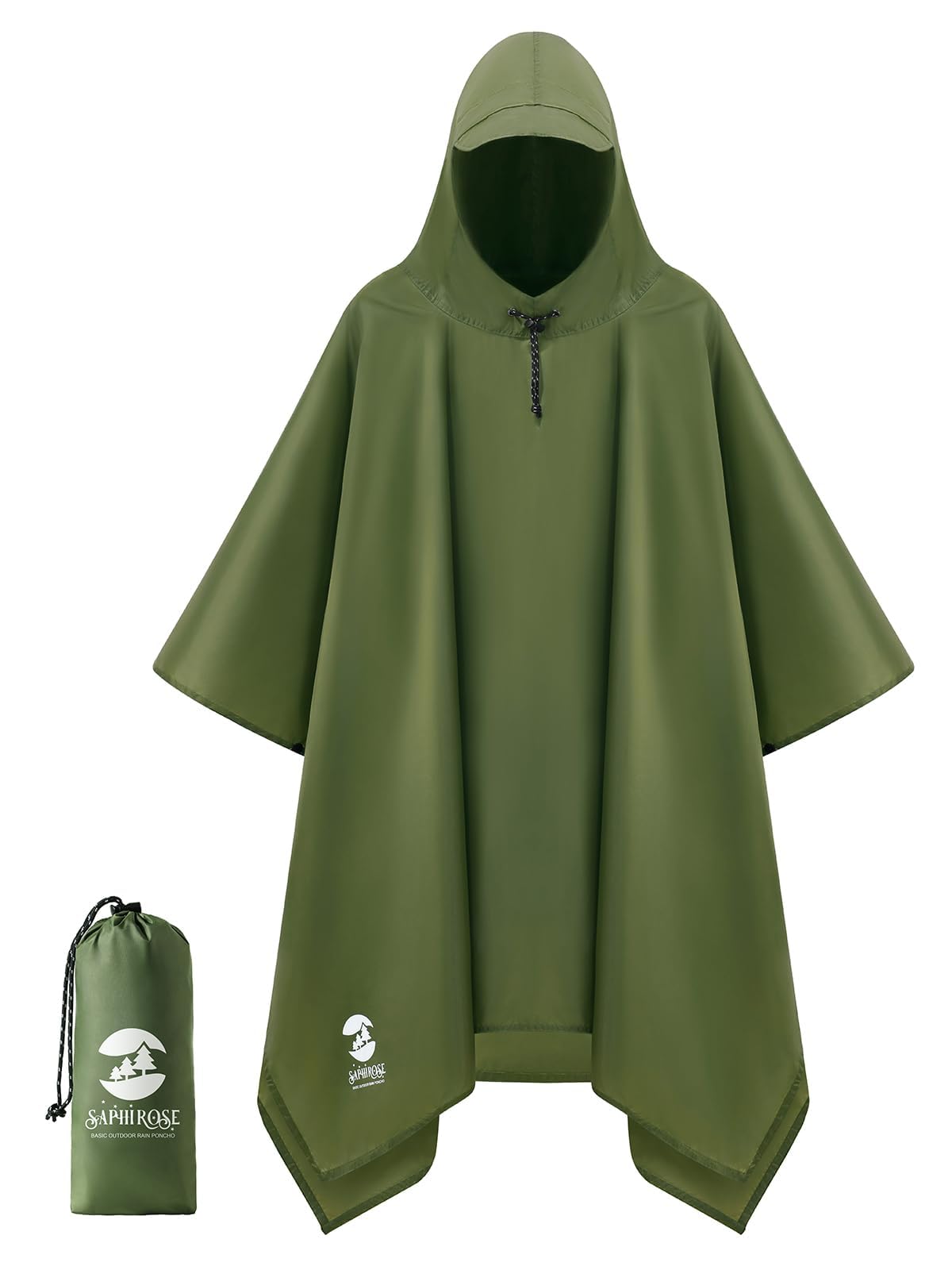 SaphiRose Hooded Rain Poncho Waterproof Raincoat Jacket for Men Women Adults